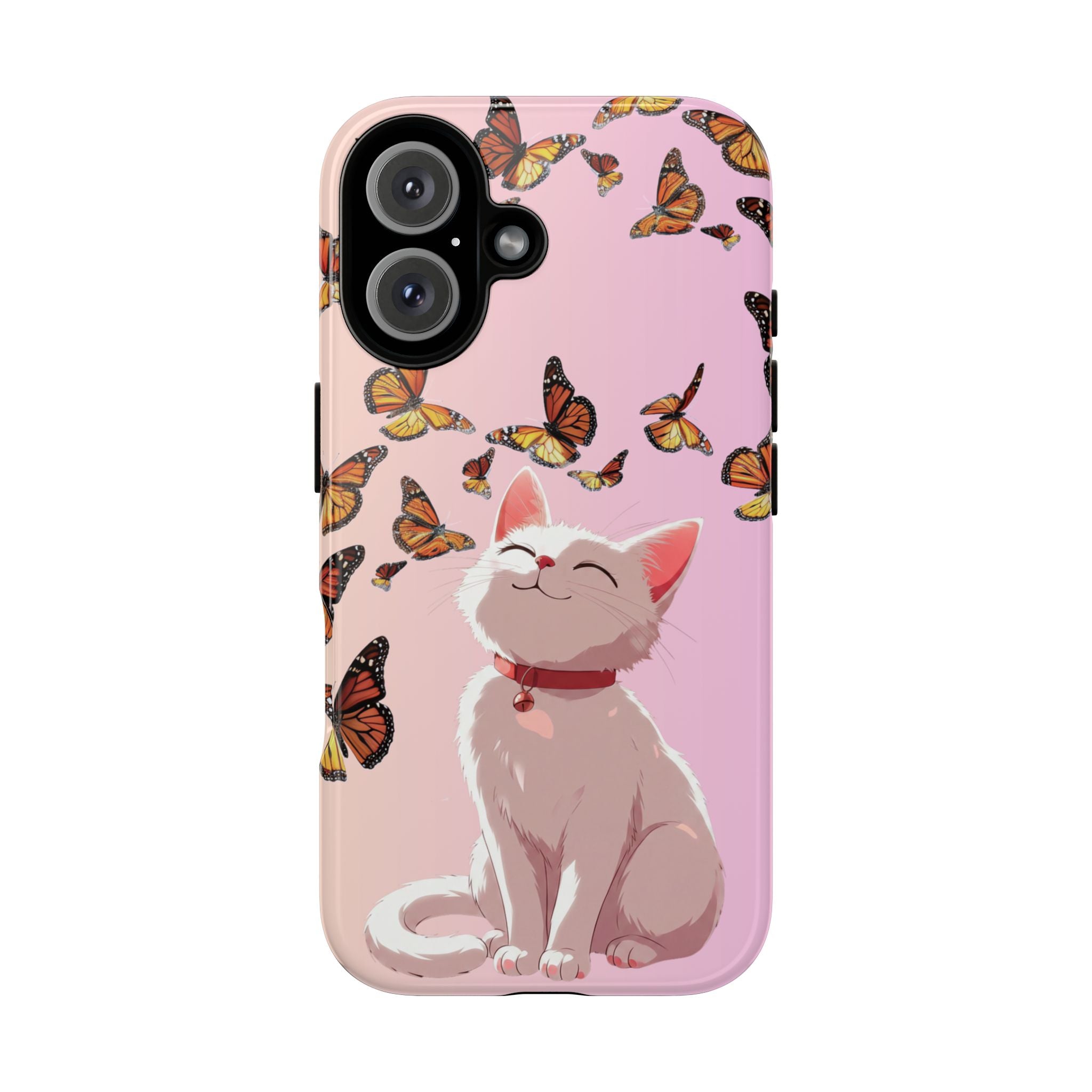 Cute Anime Cat Butterfly iPhone Case | Aesthetic Pink Cover