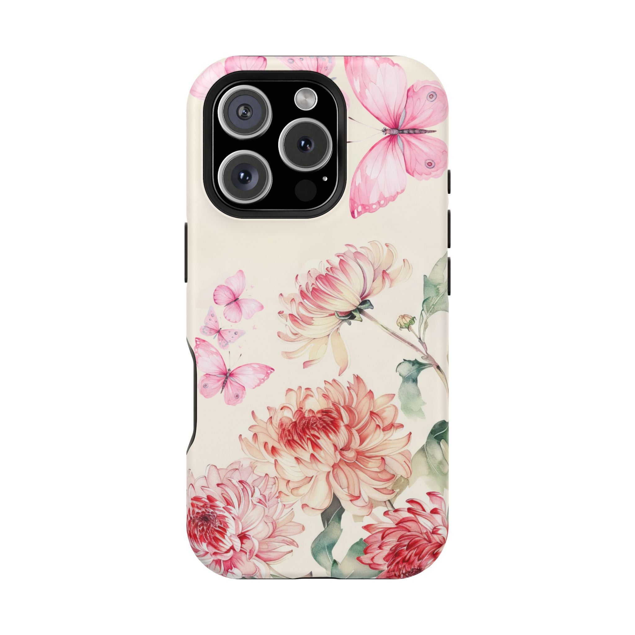 Elegant Floral Pink Butterfly iPhone Case