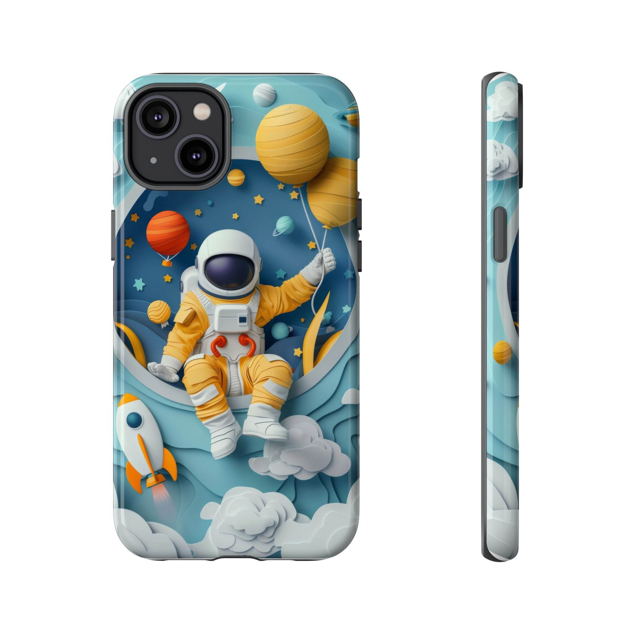 Astronaut Space Phone Case | Cute Retro Rocket & Planets iPhone Cover