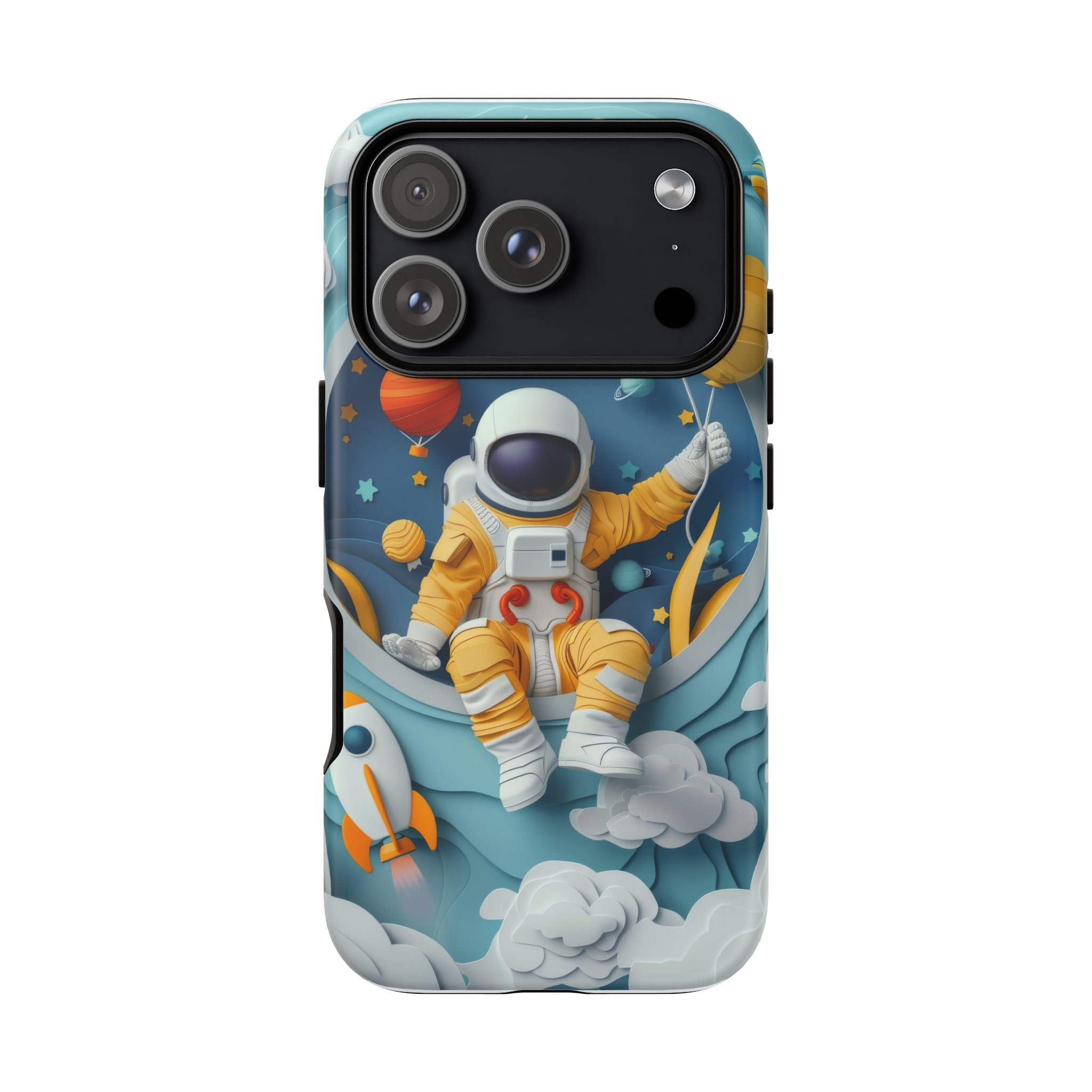Astronaut Space Phone Case | Cute Retro Rocket & Planets iPhone Cover