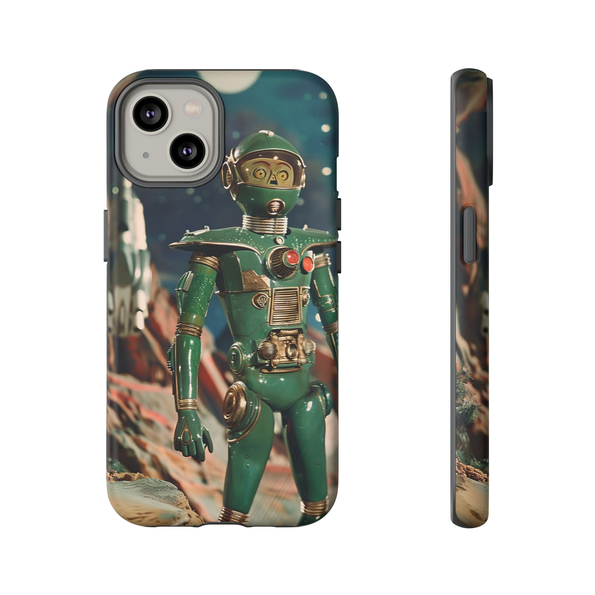 Retro Space Robot iPhone Case | Vintage Sci‑Fi Tough Case