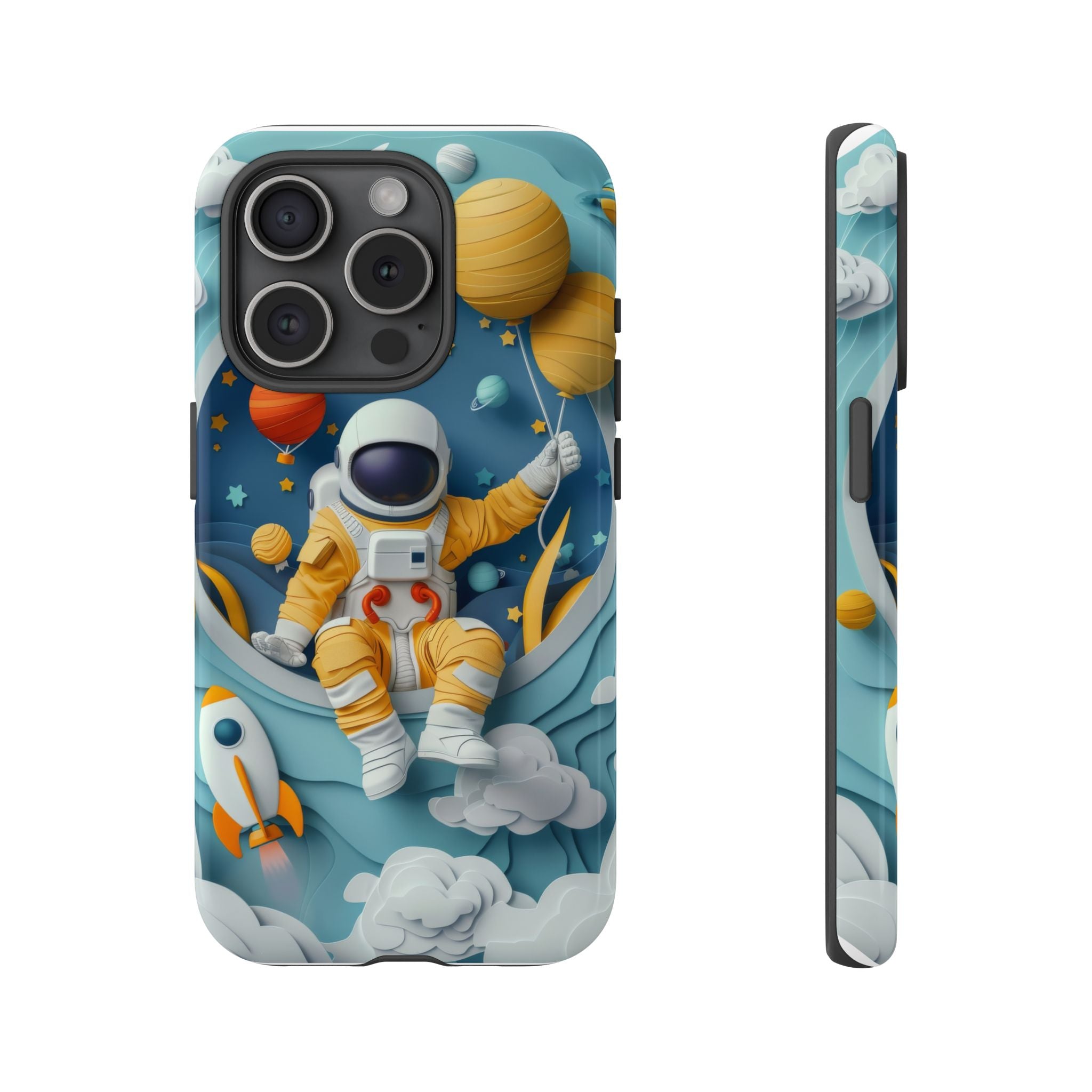 Astronaut Space Phone Case | Cute Retro Rocket & Planets iPhone Cover