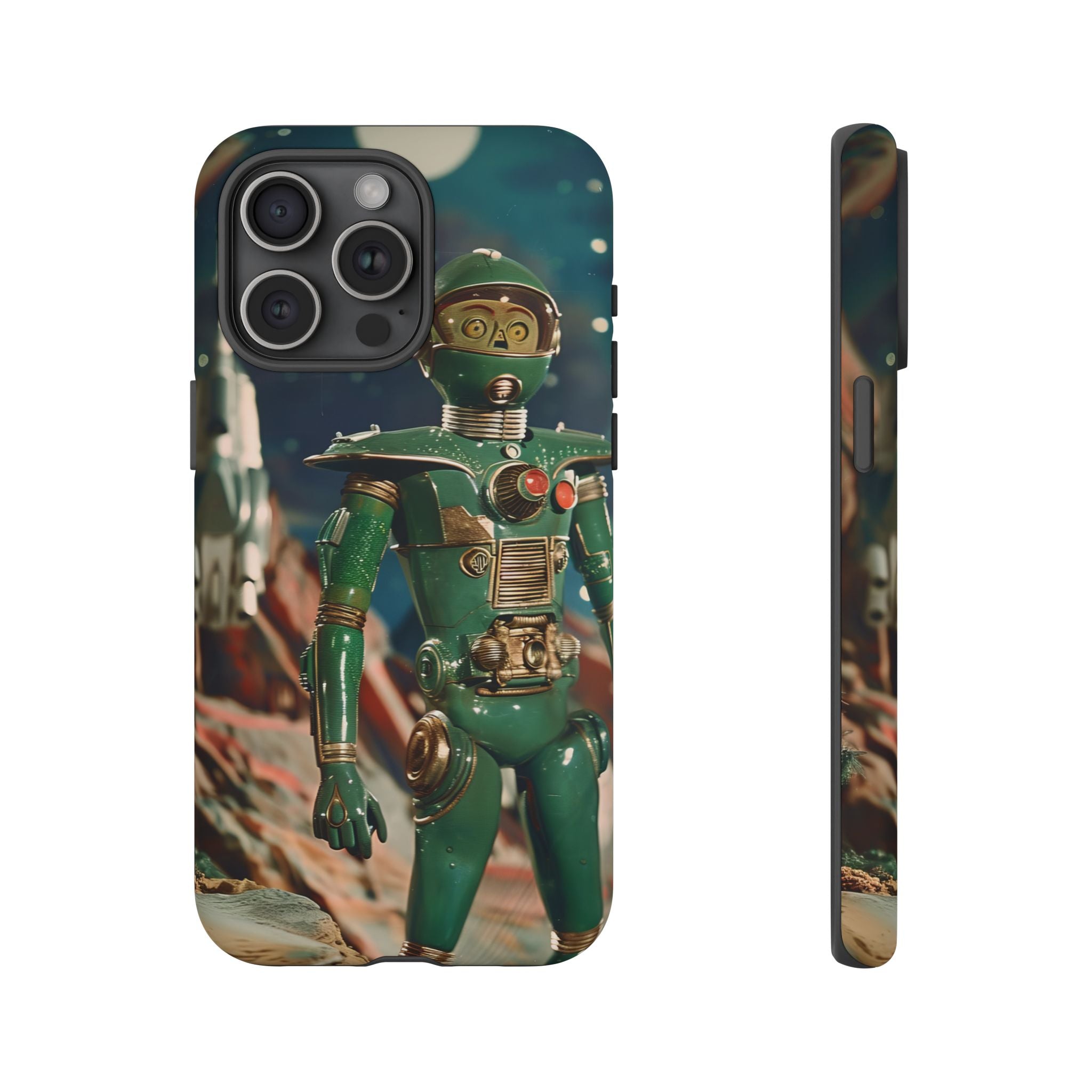 Retro Space Robot iPhone Case | Vintage Sci‑Fi Tough Case