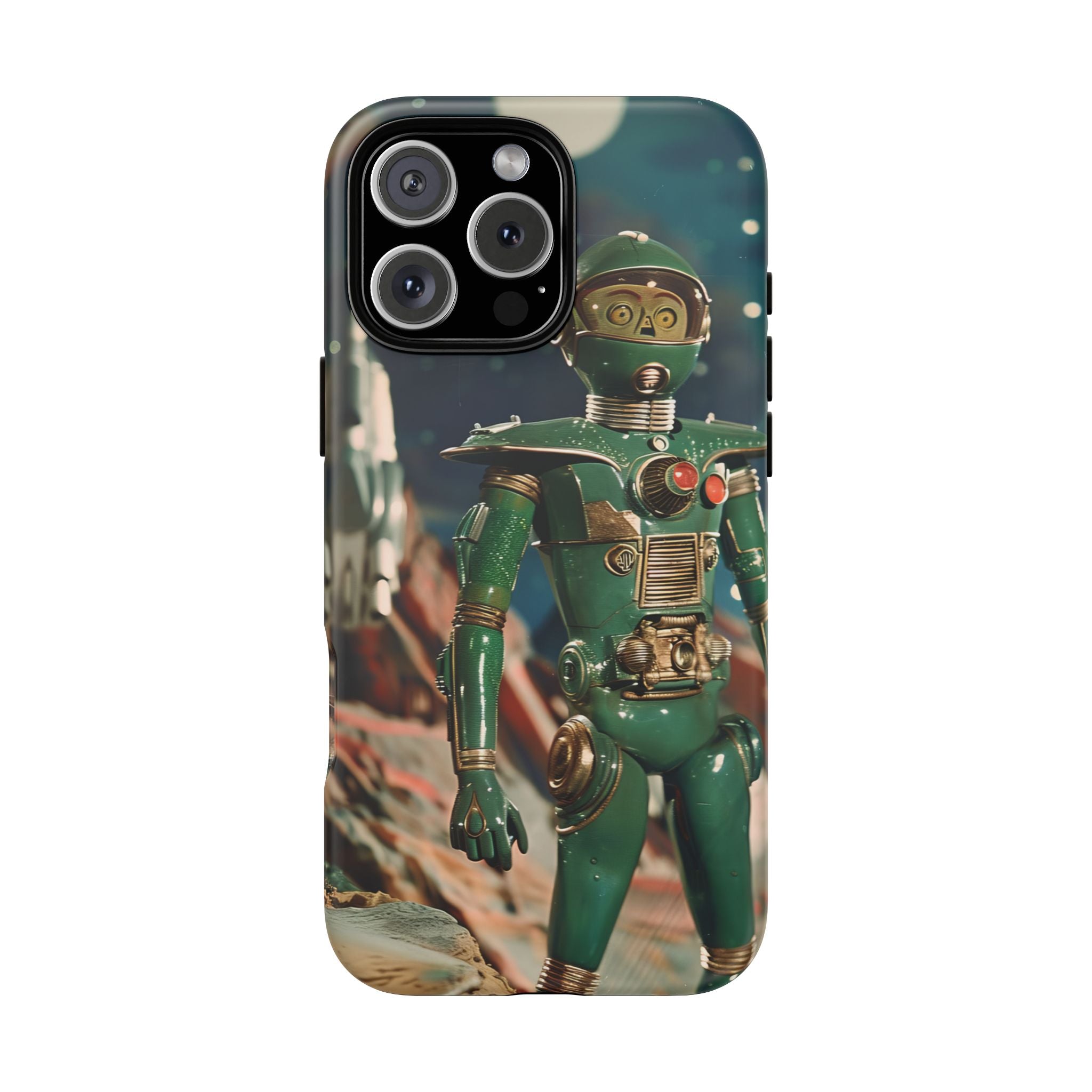 Retro Space Robot iPhone Case | Vintage Sci‑Fi Tough Case