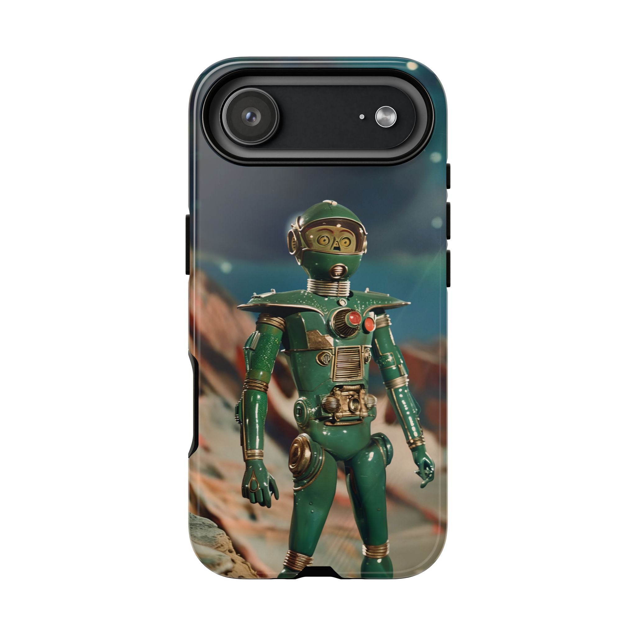 Retro Space Robot iPhone Case | Vintage Sci‑Fi Tough Case