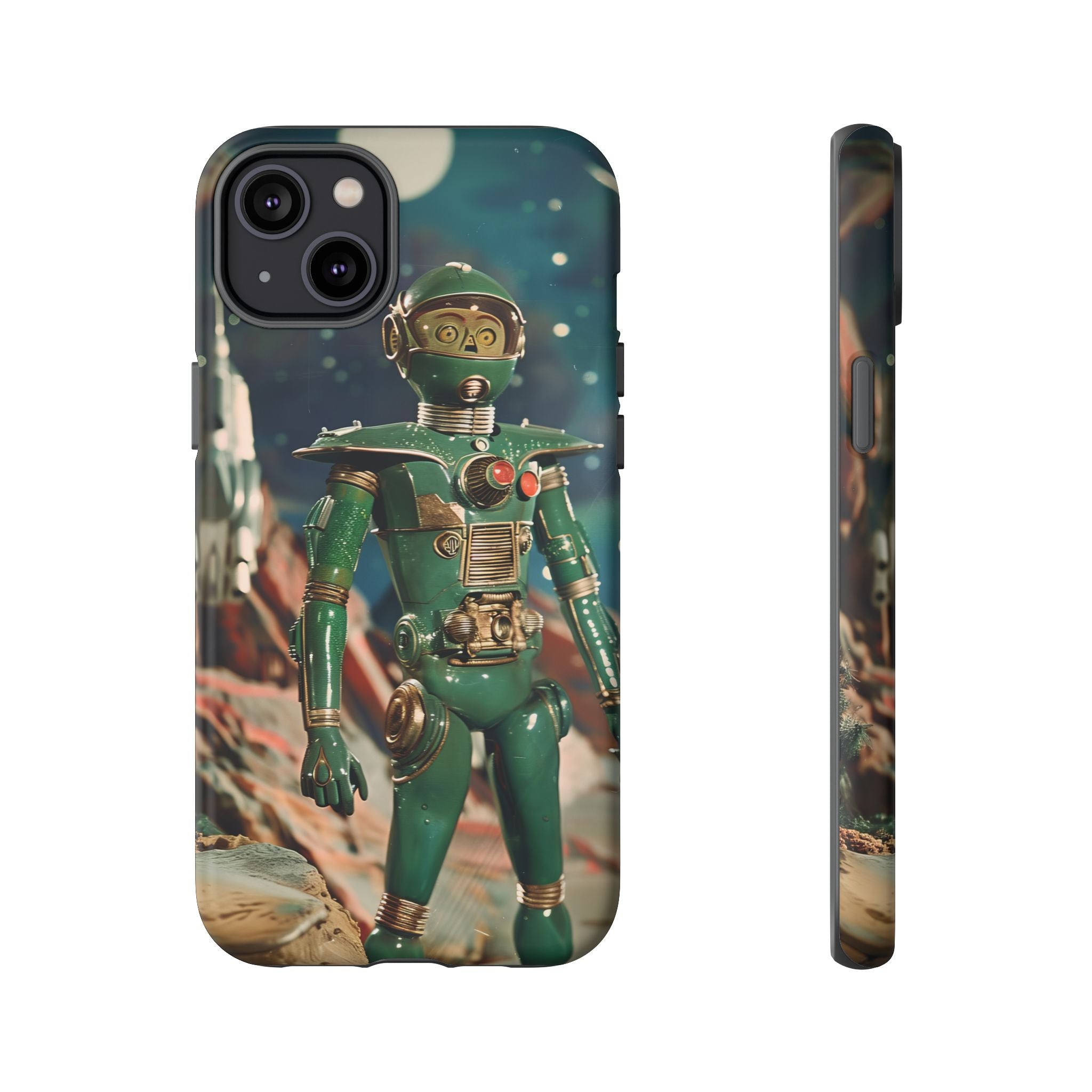 Retro Space Robot iPhone Case | Vintage Sci‑Fi Tough Case