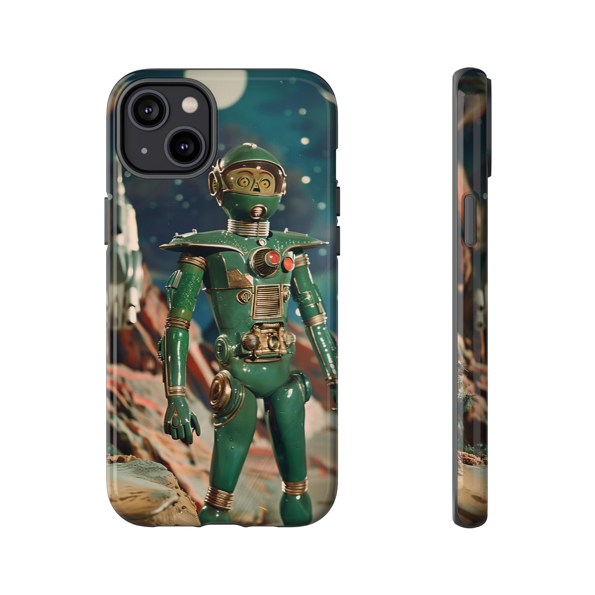Retro Space Robot iPhone Case | Vintage Sci‑Fi Tough Case