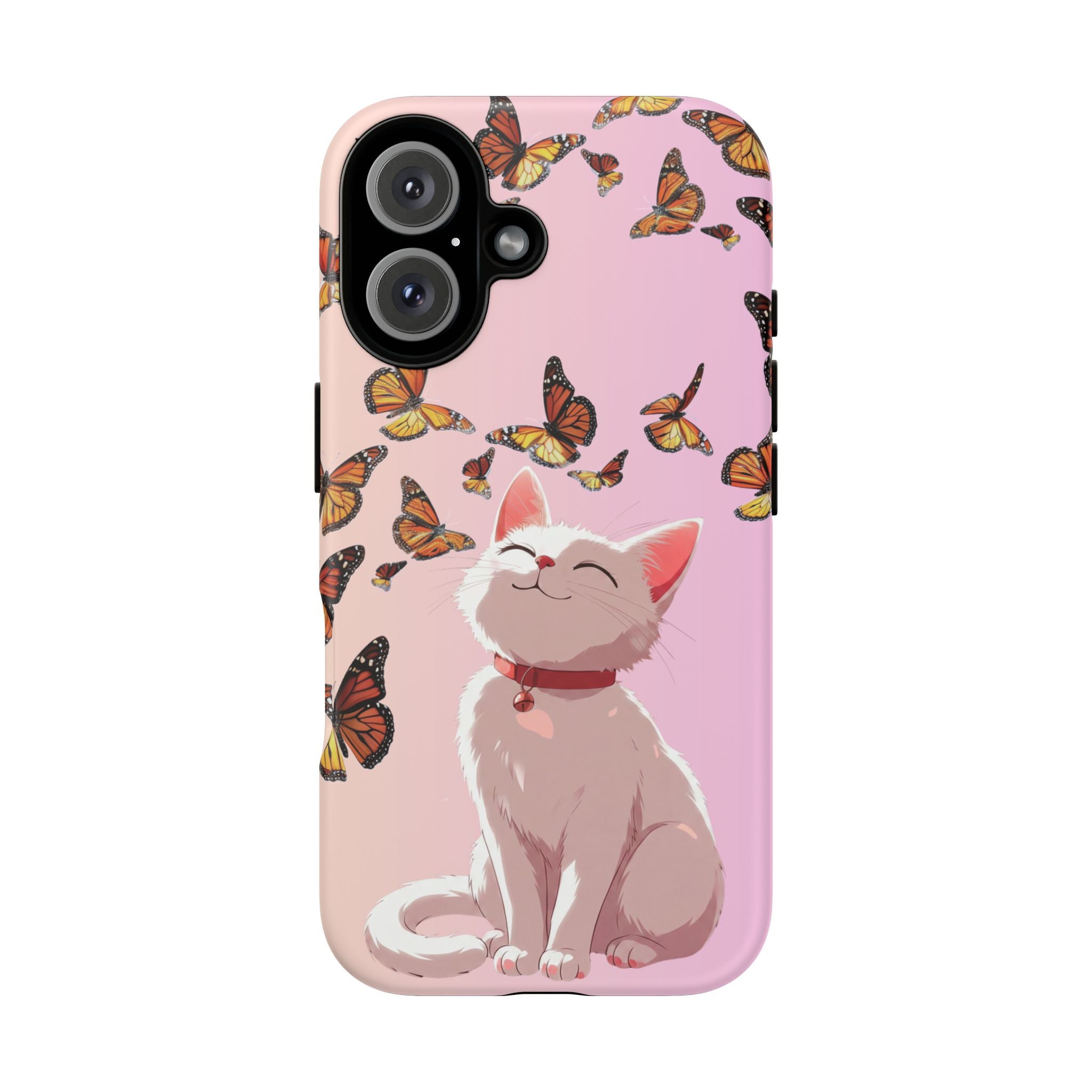 Cute Anime Cat Butterfly iPhone Case | Aesthetic Pink Cover