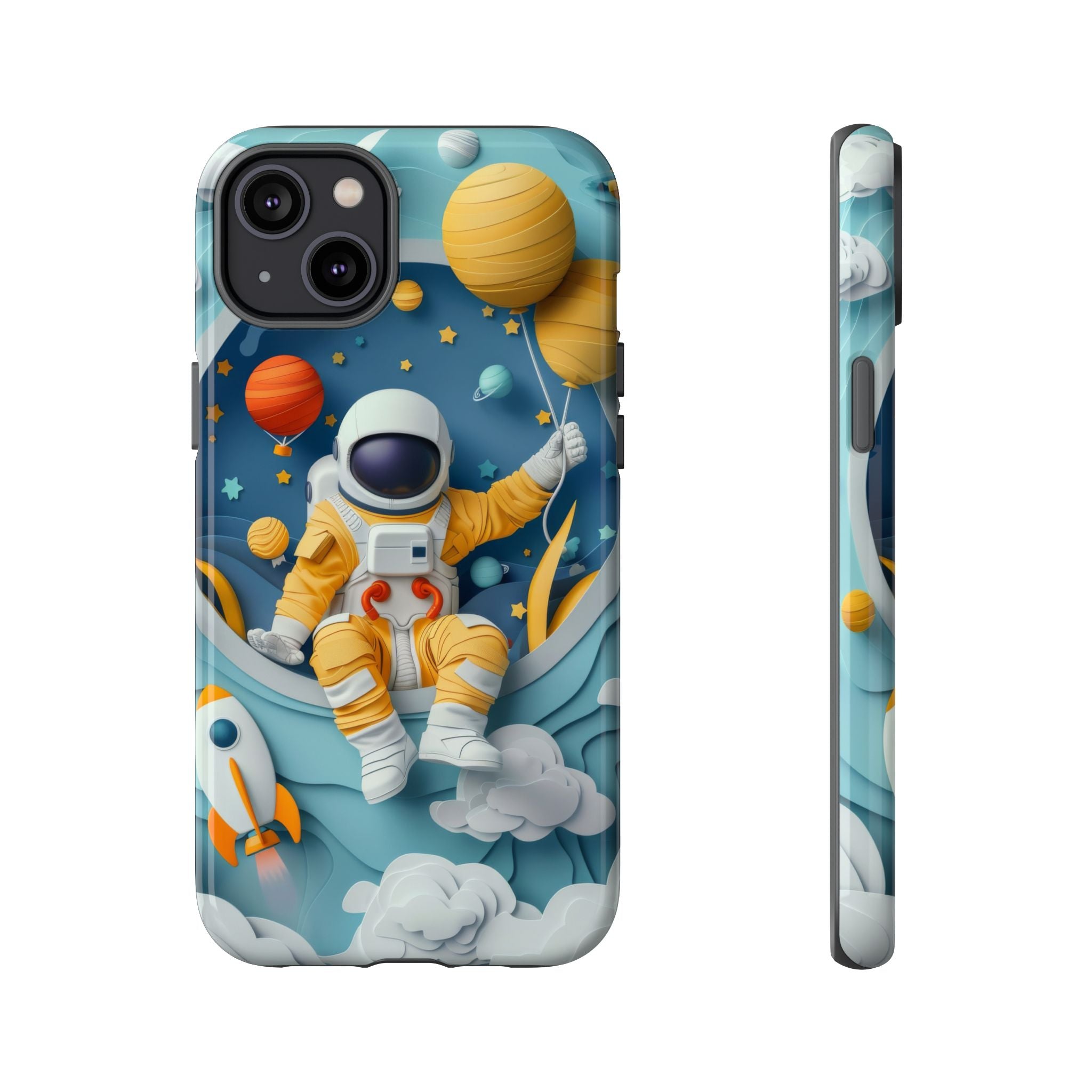 Astronaut Space Phone Case | Cute Retro Rocket & Planets iPhone Cover