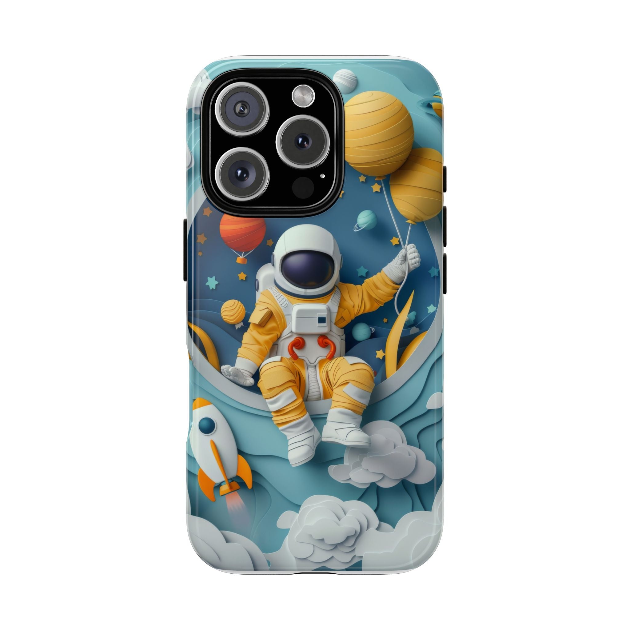 Astronaut Space Phone Case | Cute Retro Rocket & Planets iPhone Cover
