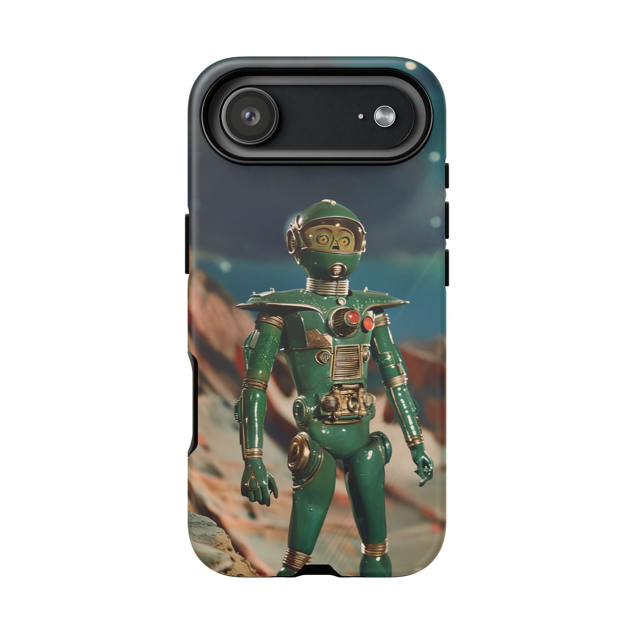Retro Space Robot iPhone Case | Vintage Sci‑Fi Tough Case