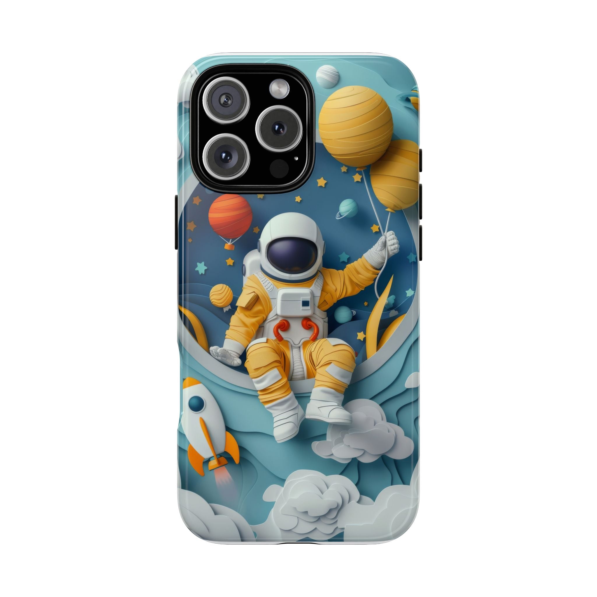 Astronaut Space Phone Case | Cute Retro Rocket & Planets iPhone Cover