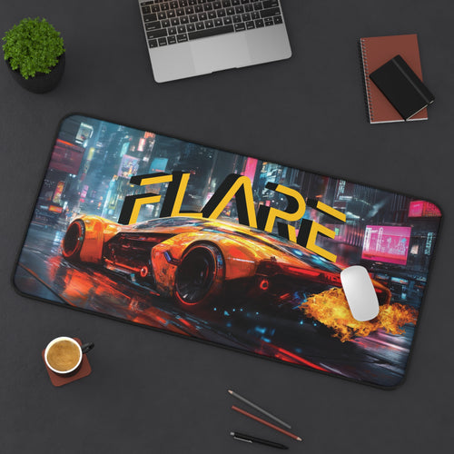 "Flare" – XL Cyberpunk Sports Car Gaming Desk Mat