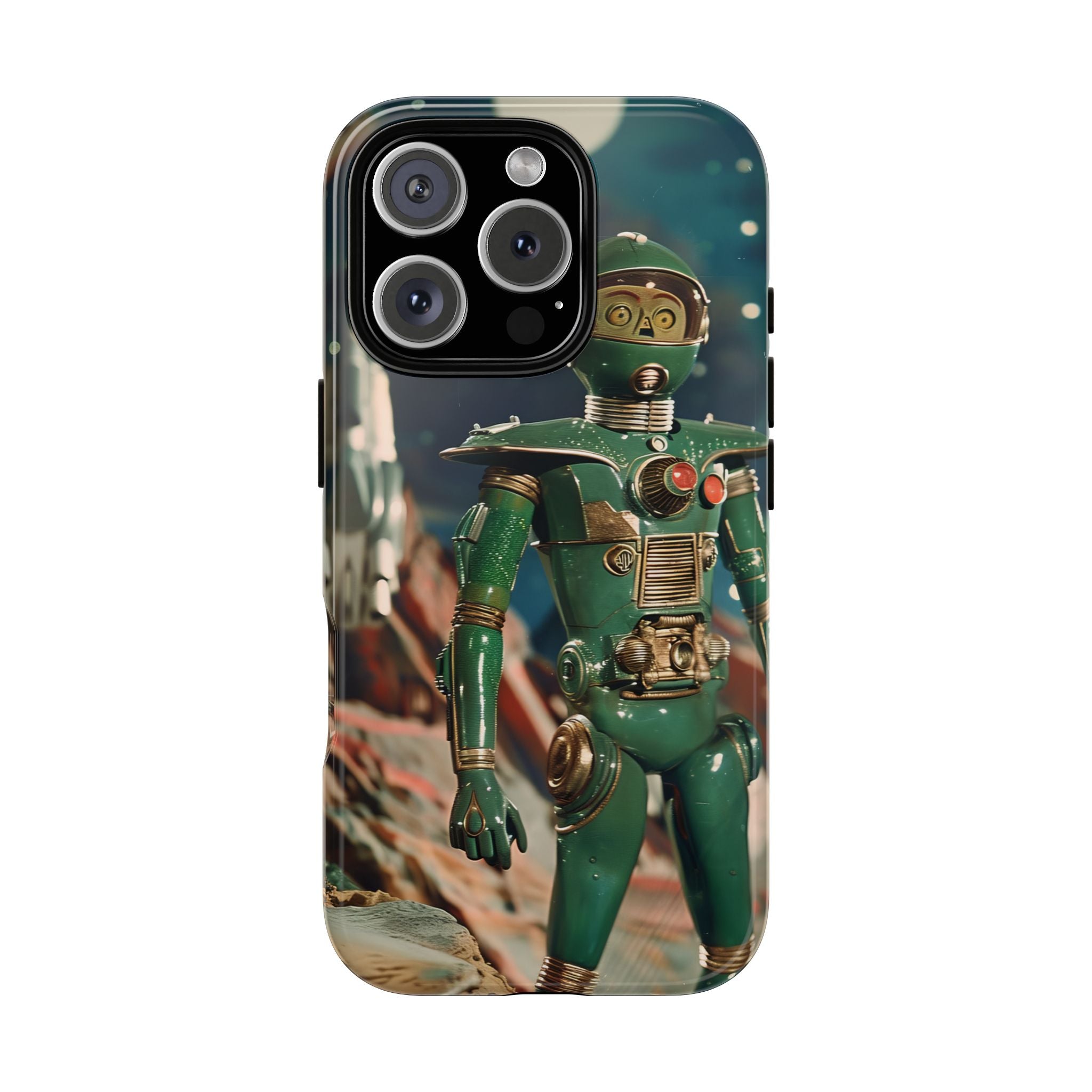 Retro Space Robot iPhone Case | Vintage Sci‑Fi Tough Case