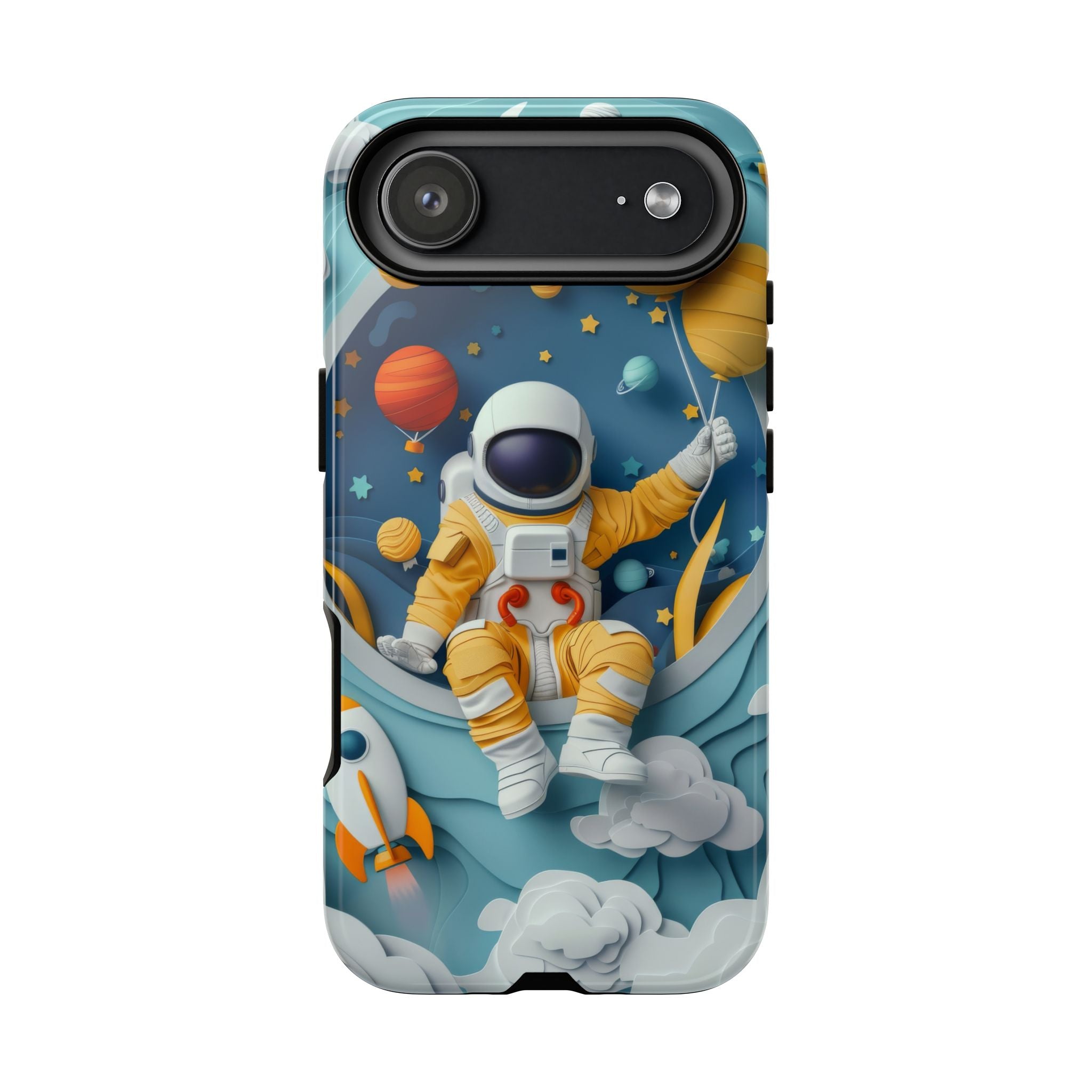 Astronaut Space Phone Case | Cute Retro Rocket & Planets iPhone Cover