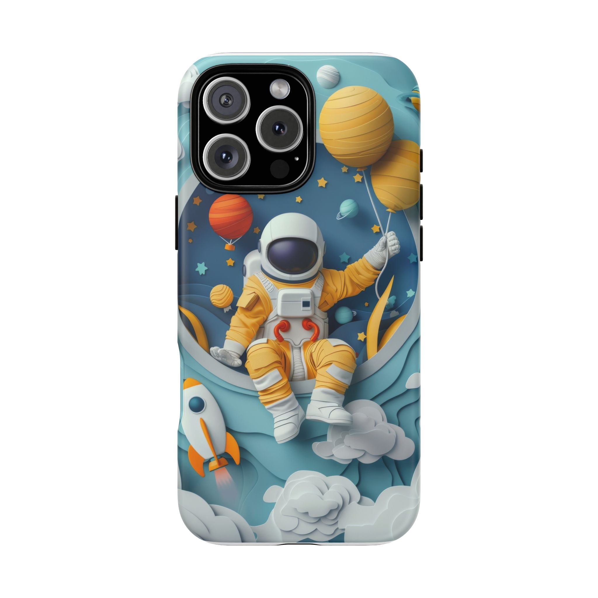 Astronaut Space Phone Case | Cute Retro Rocket & Planets iPhone Cover