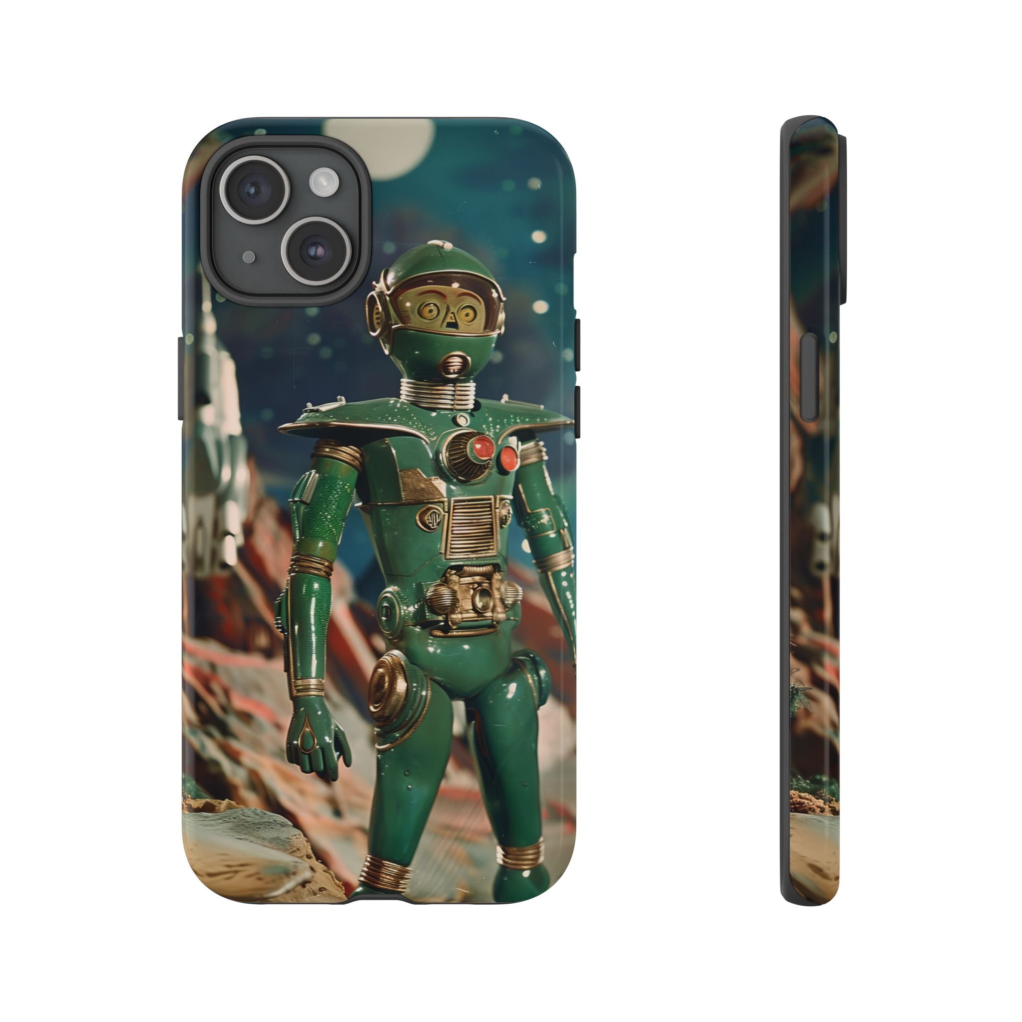 Retro Space Robot iPhone Case | Vintage Sci‑Fi Tough Case