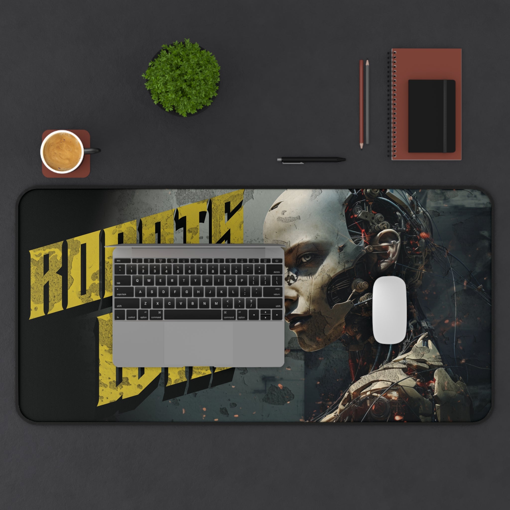 "Robots Win" Futuristic Cybernetic XL Gaming Mouse Pad