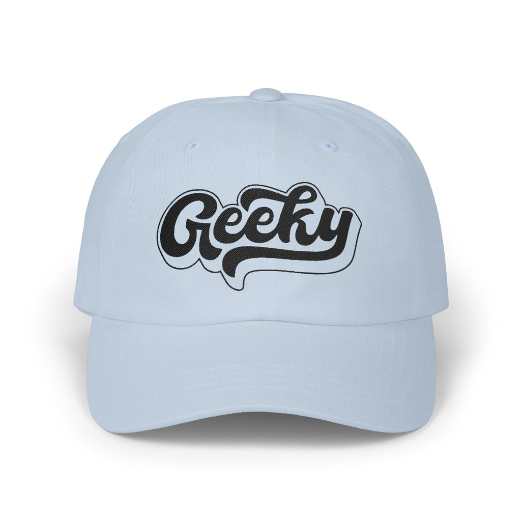 "Geeky" Embroidered Baseball Cap | Black Thread Dad Cap
