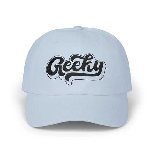 "Geeky" Embroidered Baseball Cap | Black Thread Dad Cap