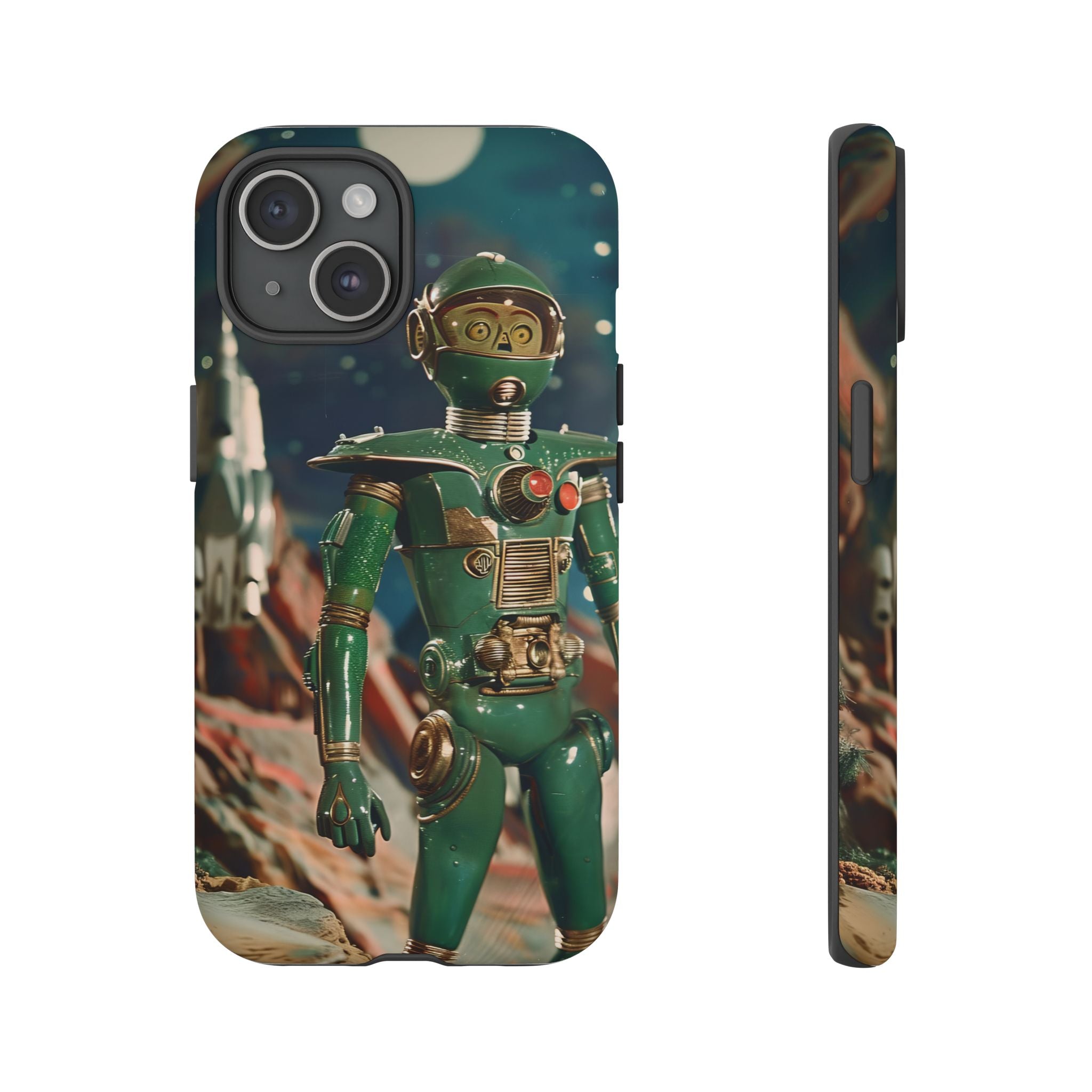 Retro Space Robot iPhone Case | Vintage Sci‑Fi Tough Case