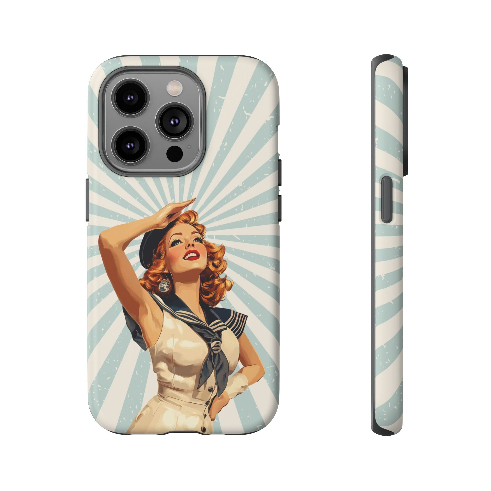 Retro Pin-Up Sailor iPhone Case | Vintage Nautical iPhone Cover