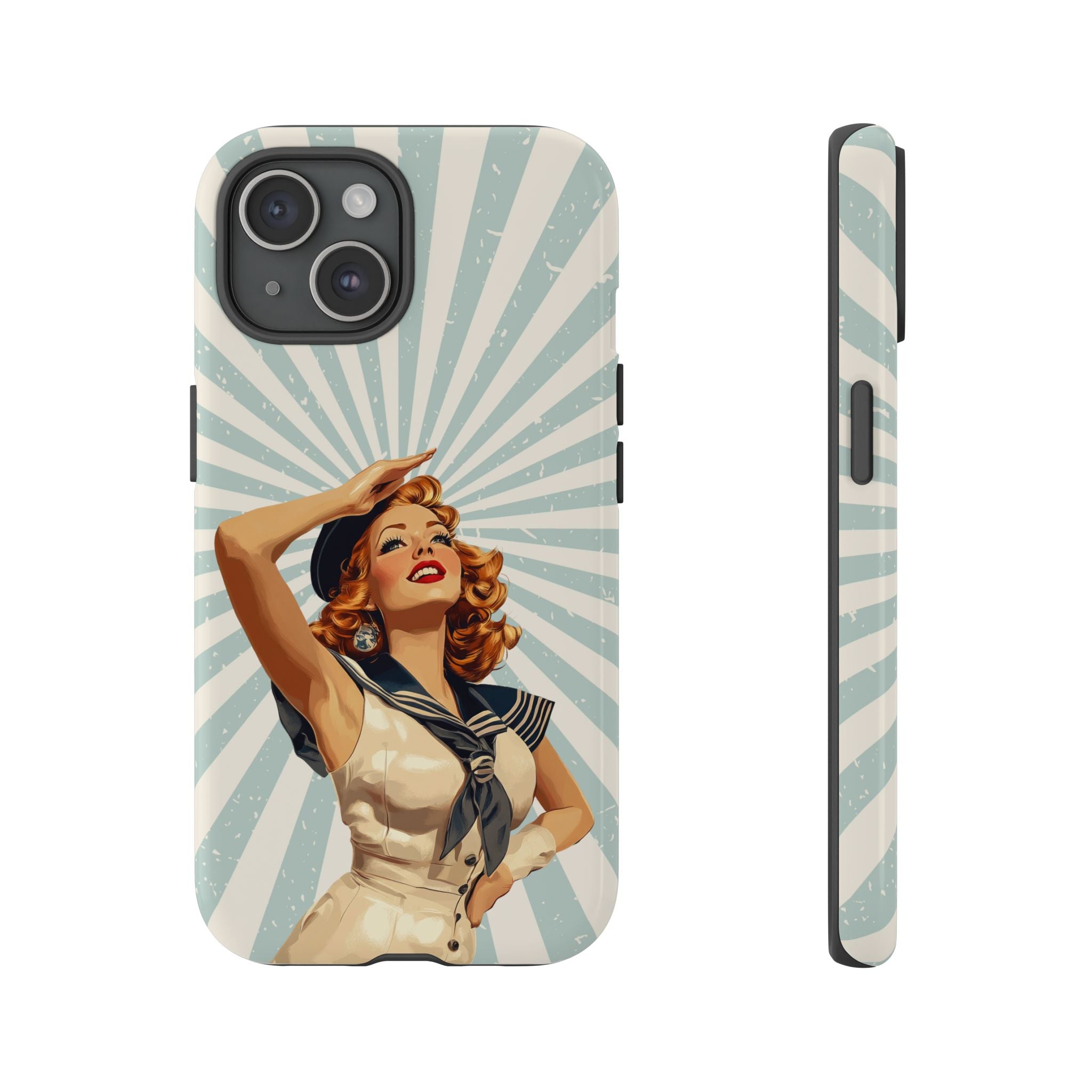 Retro Pin-Up Sailor iPhone Case | Vintage Nautical iPhone Cover