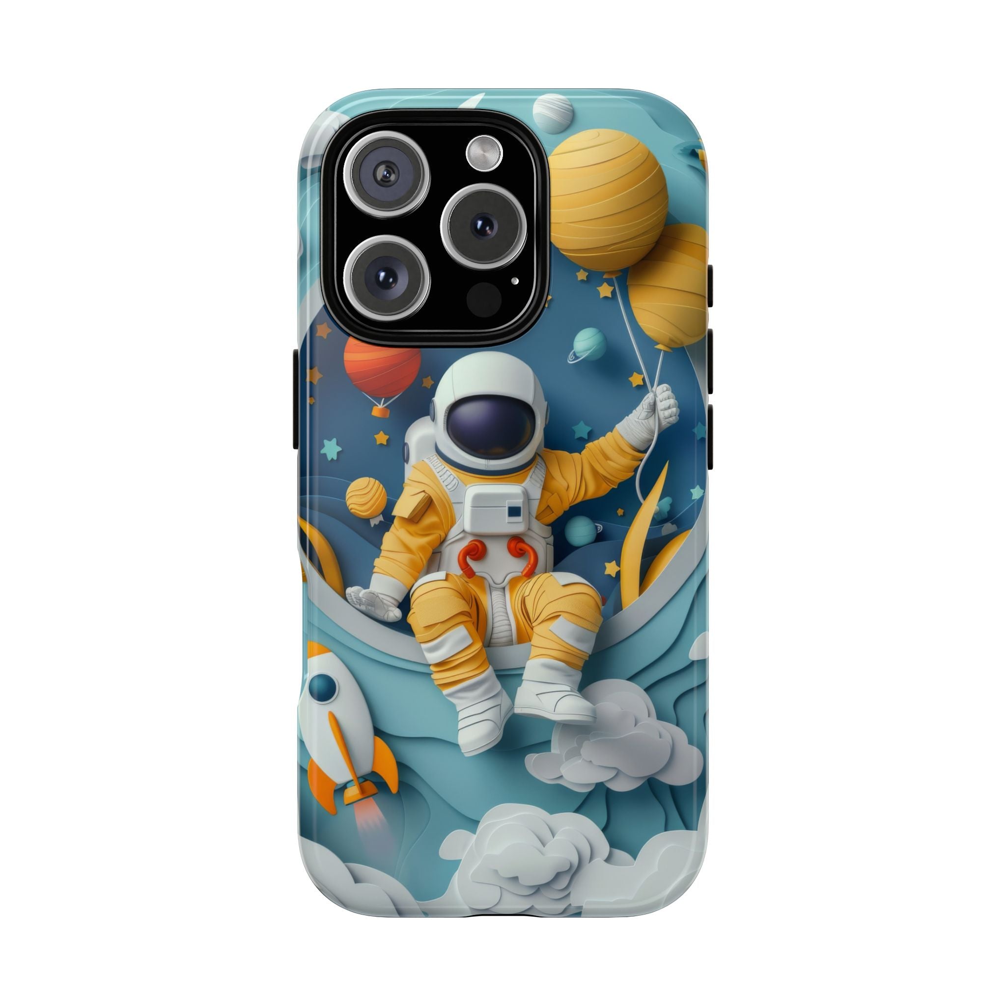 Astronaut Space Phone Case | Cute Retro Rocket & Planets iPhone Cover