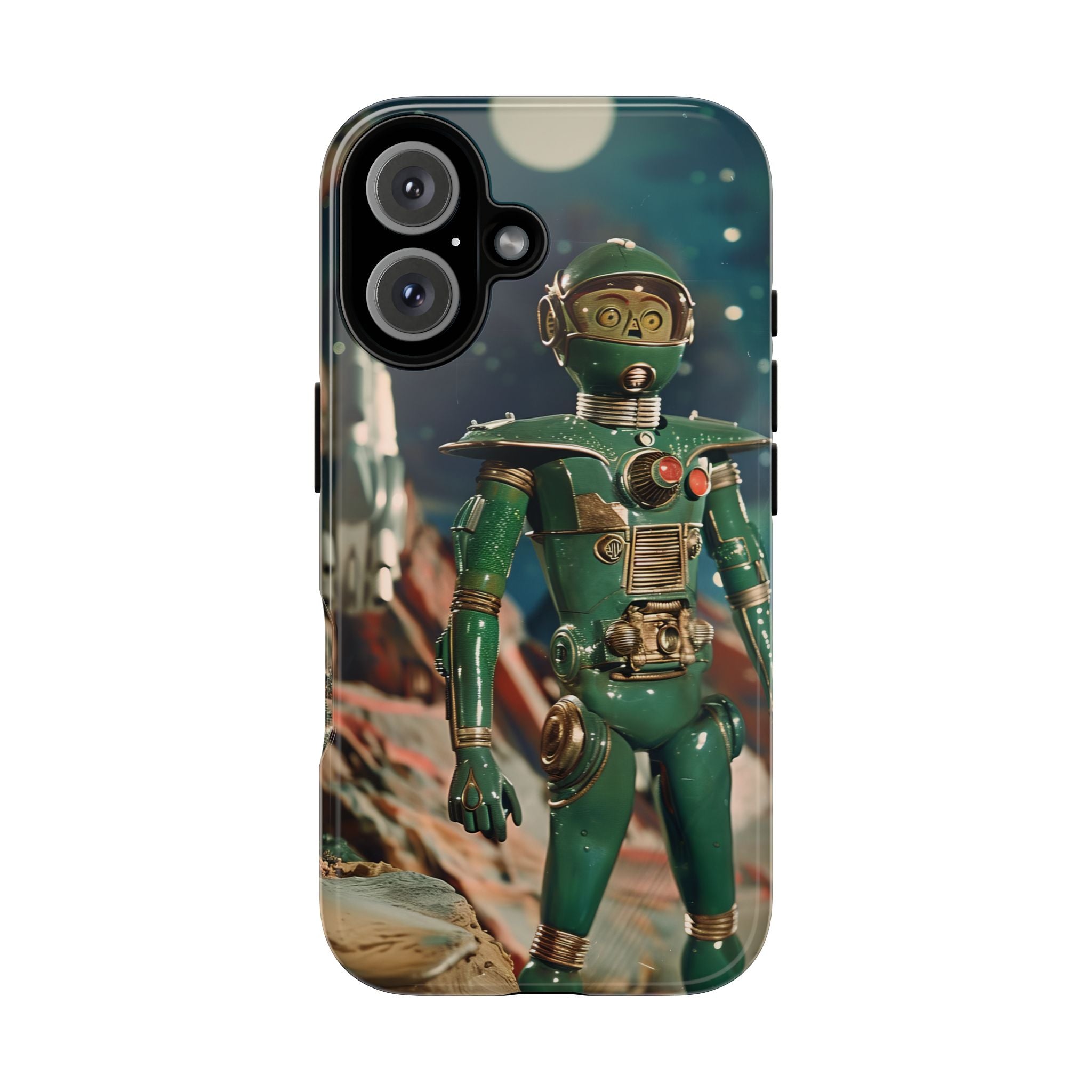 Retro Space Robot iPhone Case | Vintage Sci‑Fi Tough Case
