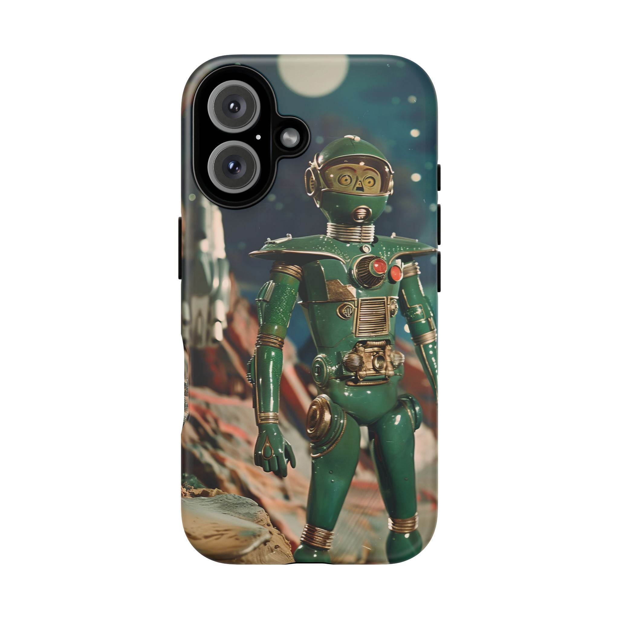 Retro Space Robot iPhone Case | Vintage Sci‑Fi Tough Case