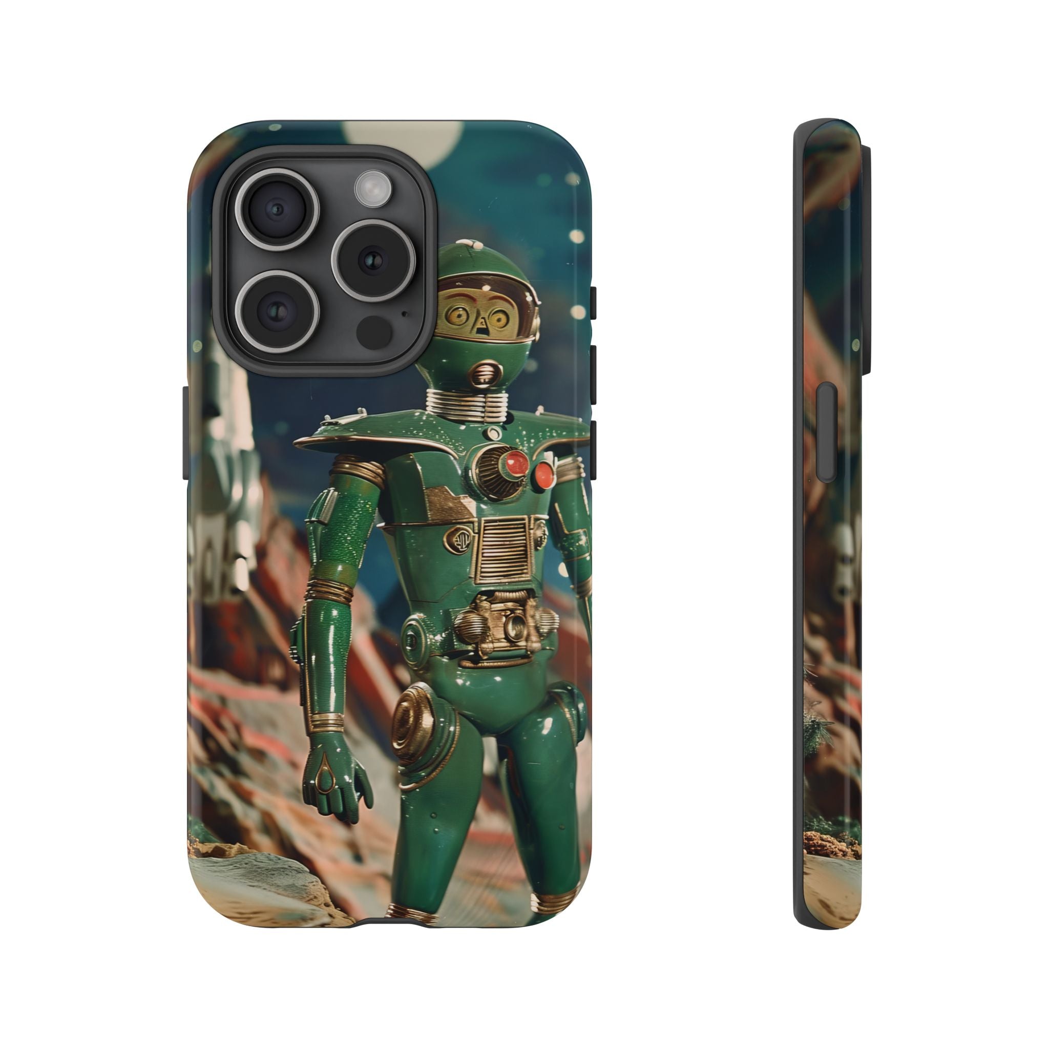 Retro Space Robot iPhone Case | Vintage Sci‑Fi Tough Case