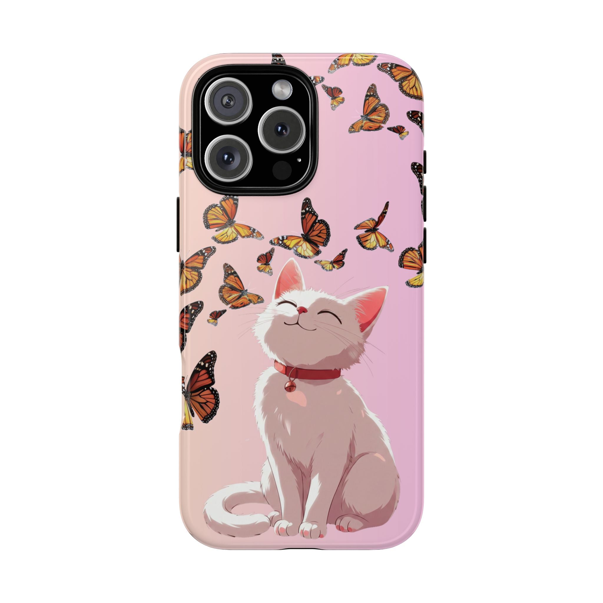 Cute Anime Cat Butterfly iPhone Case | Aesthetic Pink Cover