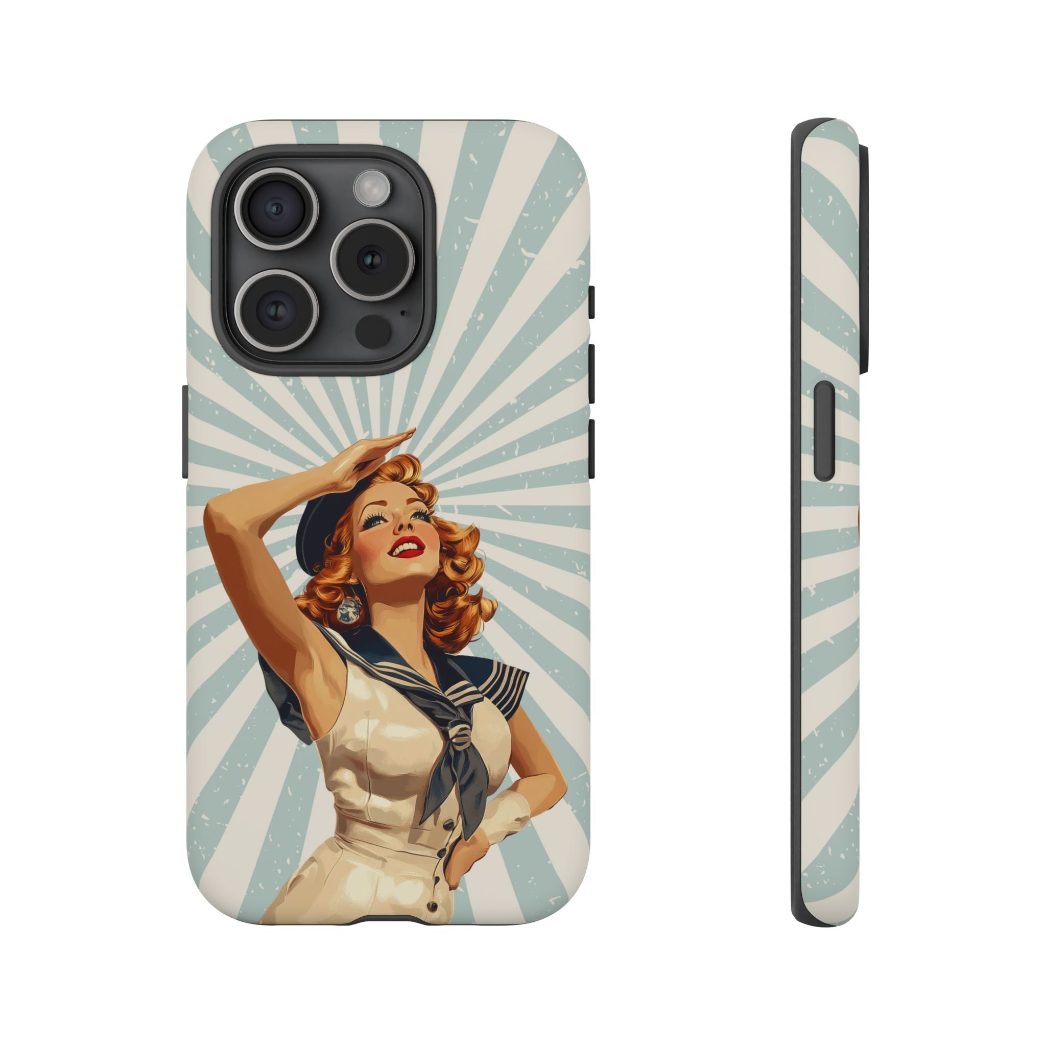 Retro Pin-Up Sailor iPhone Case | Vintage Nautical iPhone Cover