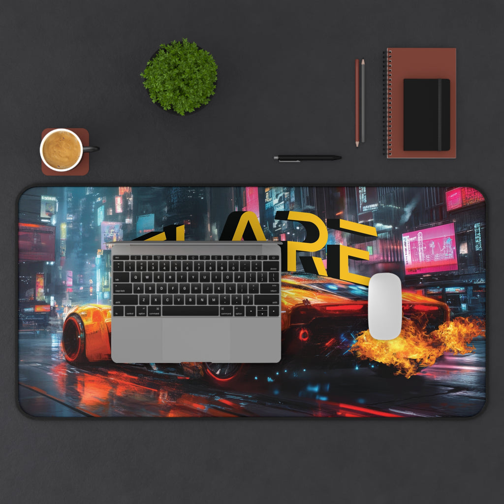 "Flare" – XL Cyberpunk Sports Car Gaming Desk Mat