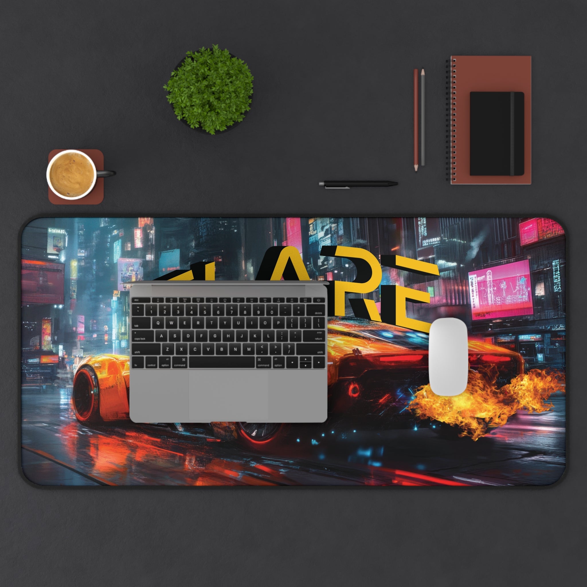 "Flare" – XL Cyberpunk Sports Car Gaming Desk Mat