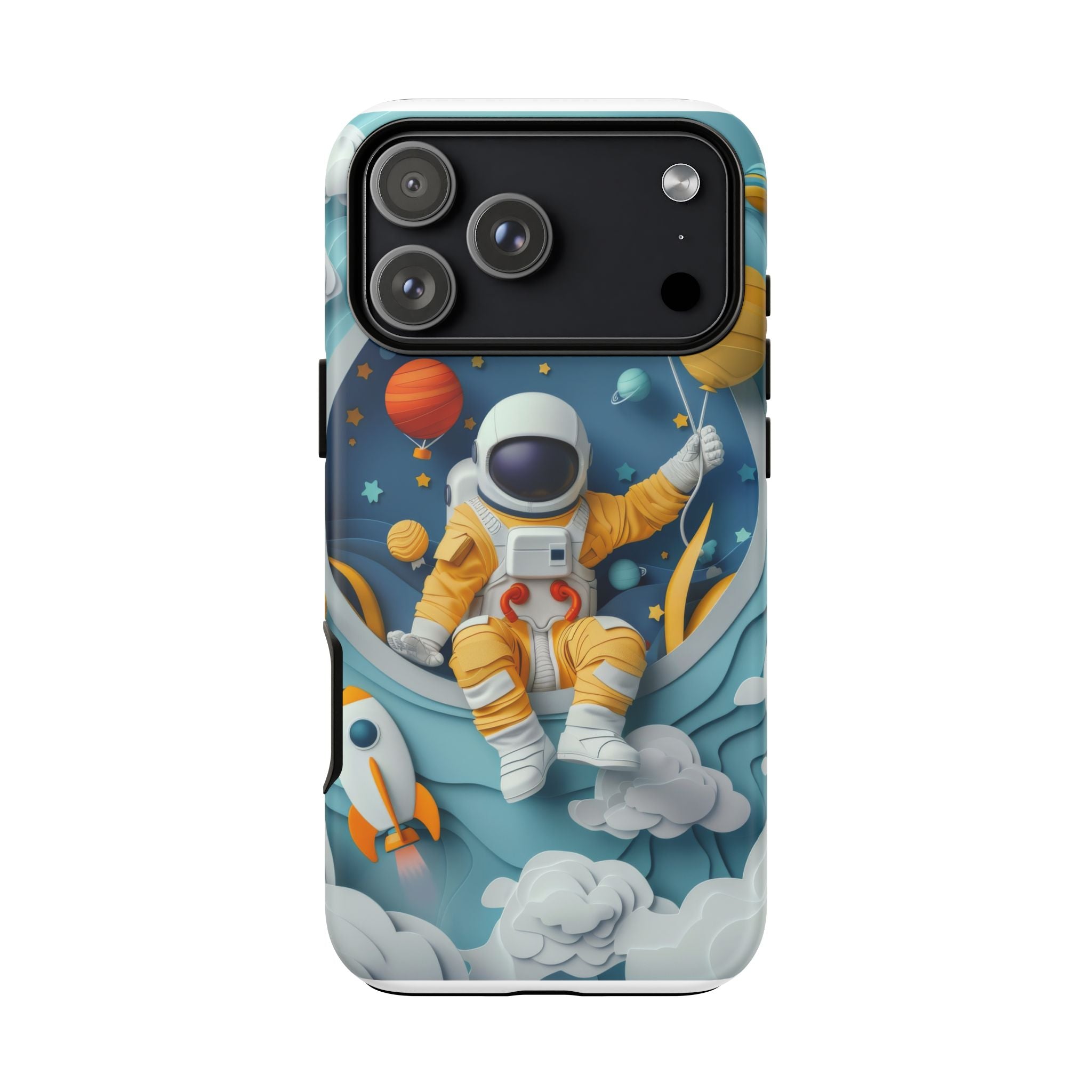 Astronaut Space Phone Case | Cute Retro Rocket & Planets iPhone Cover