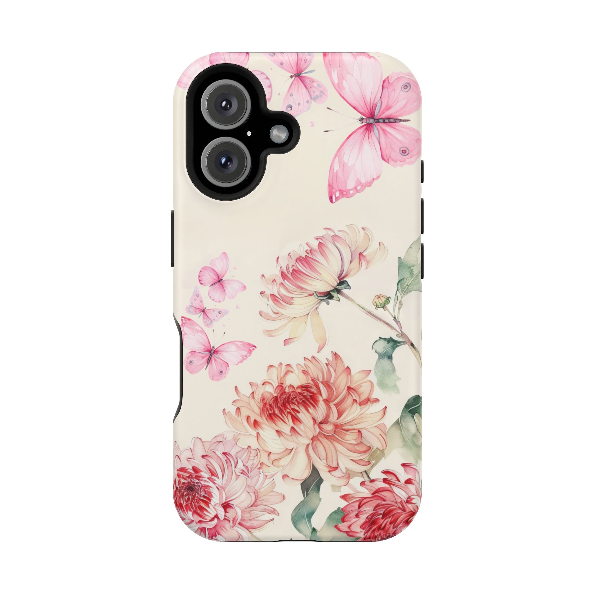Elegant Floral Pink Butterfly iPhone Case