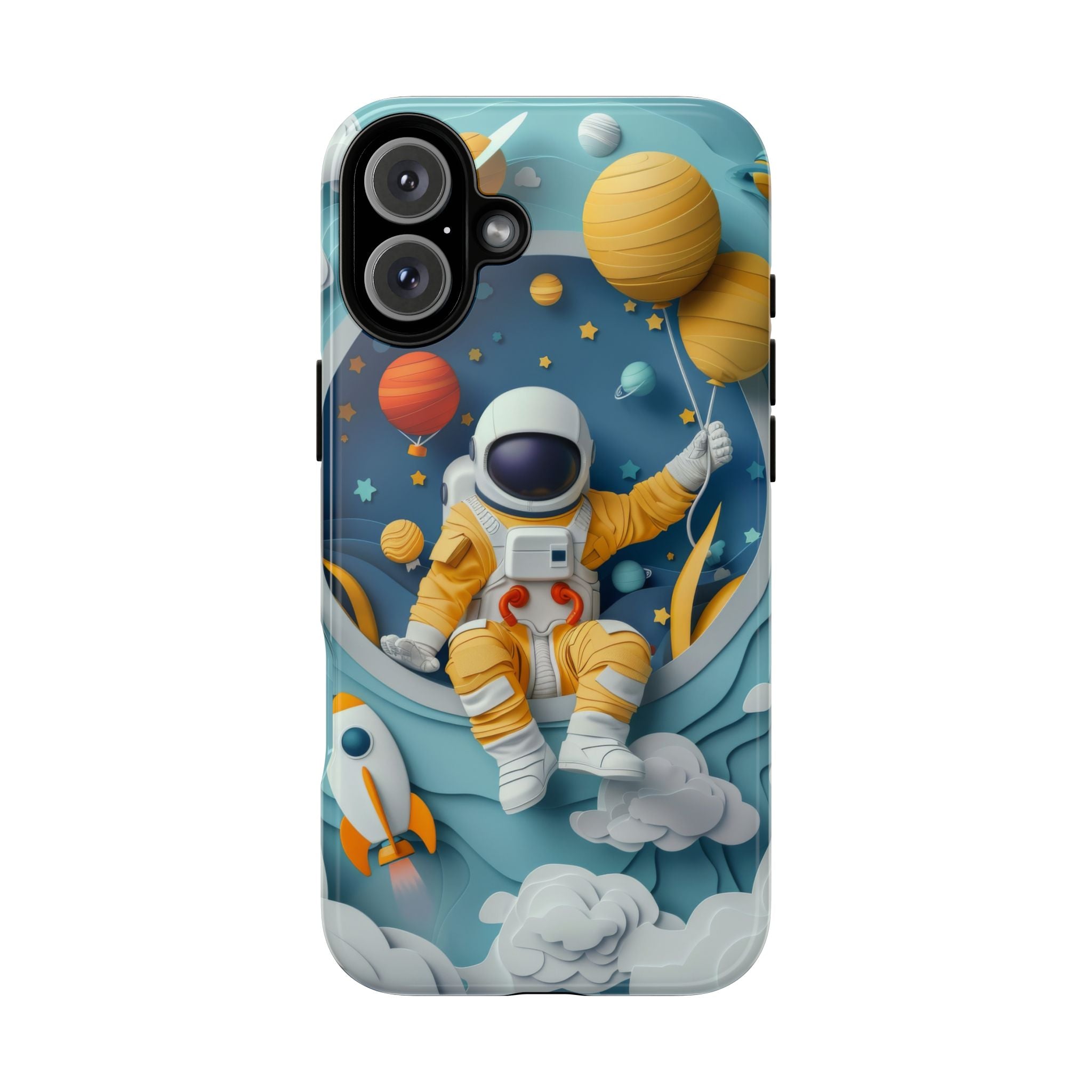 Astronaut Space Phone Case | Cute Retro Rocket & Planets iPhone Cover