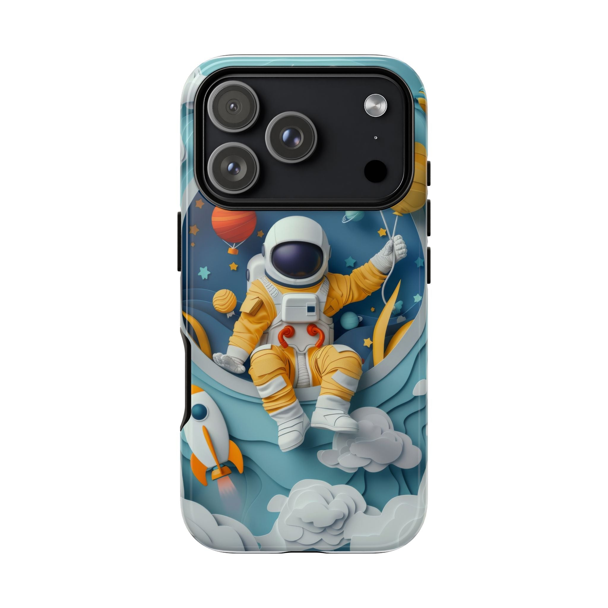 Astronaut Space Phone Case | Cute Retro Rocket & Planets iPhone Cover