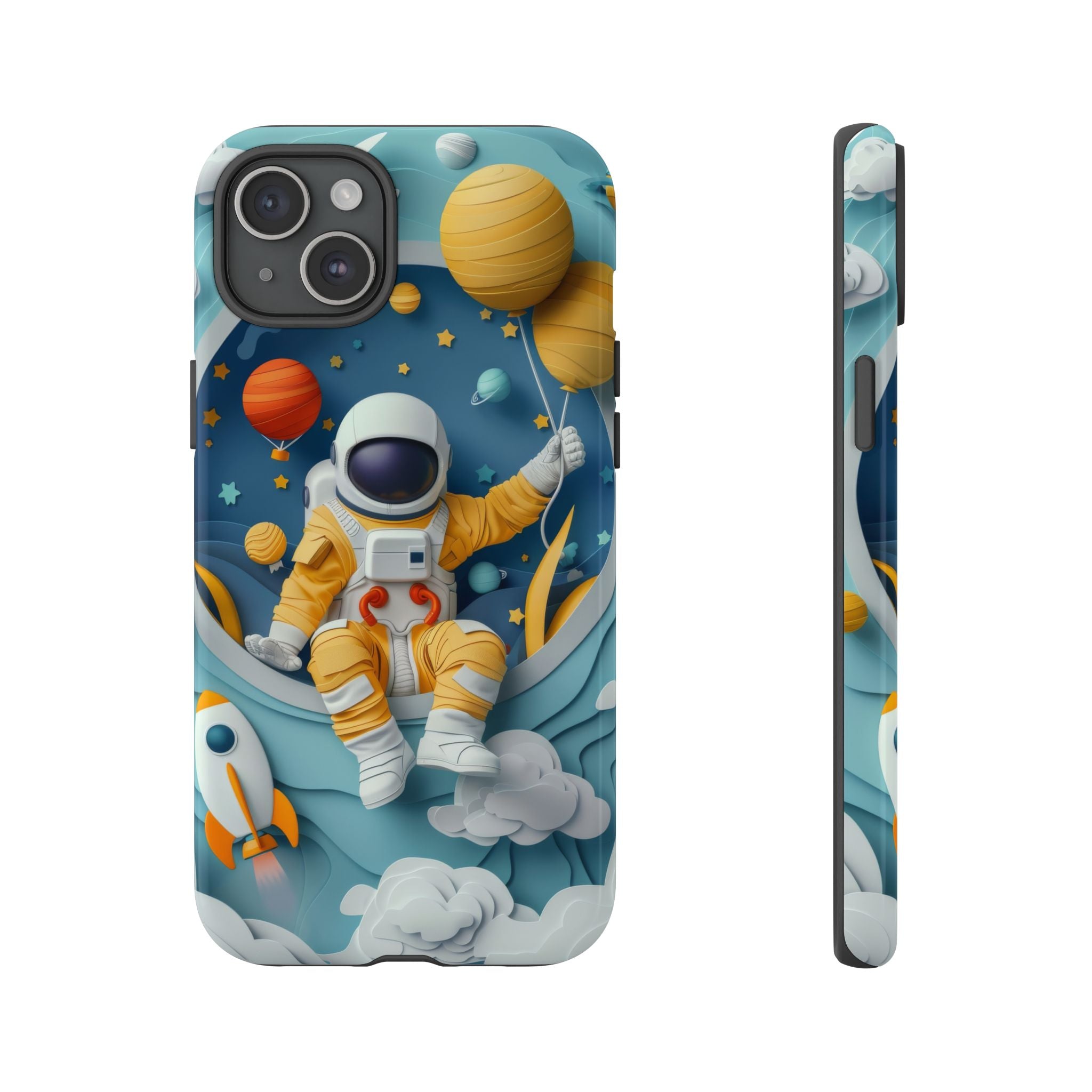 Astronaut Space Phone Case | Cute Retro Rocket & Planets iPhone Cover