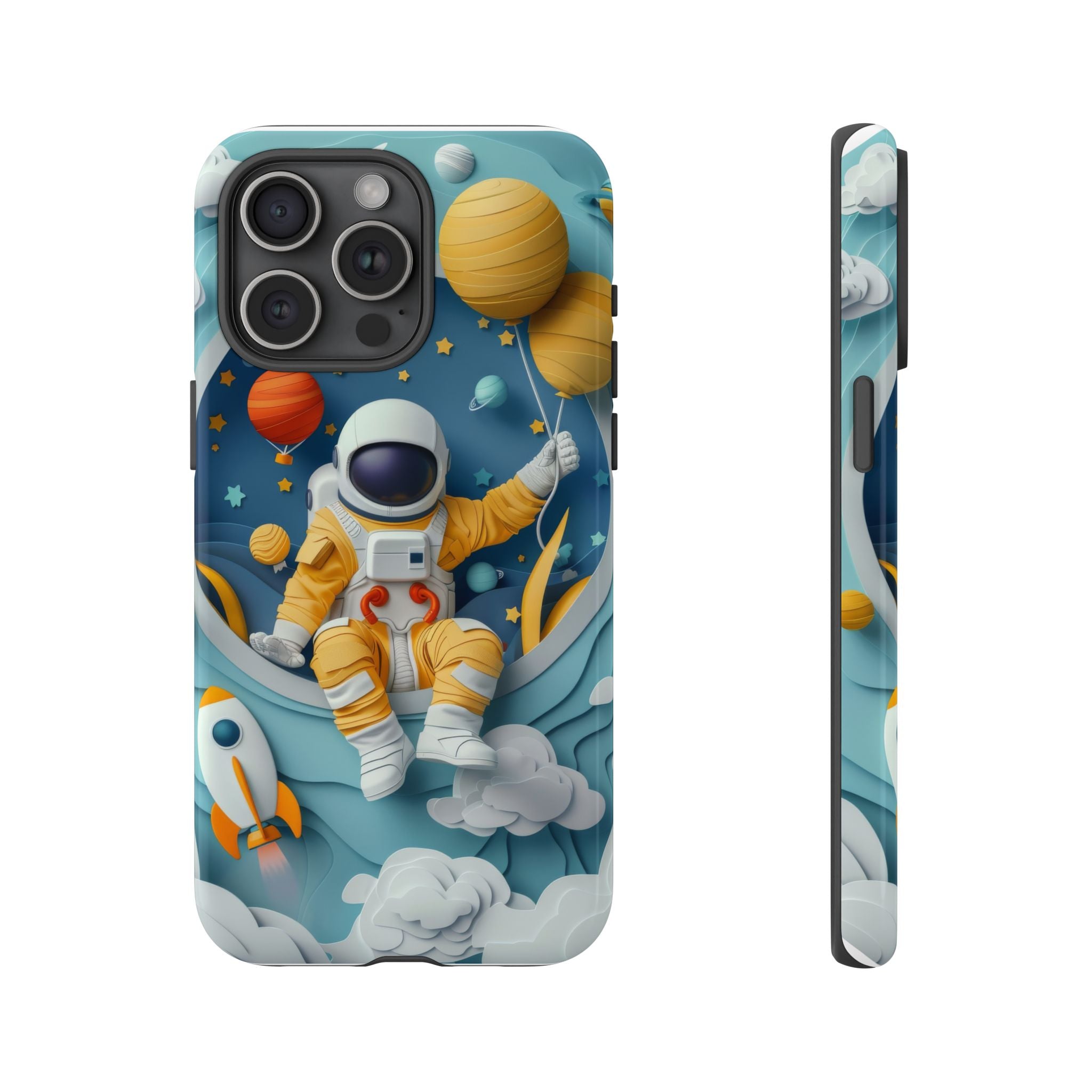 Astronaut Space Phone Case | Cute Retro Rocket & Planets iPhone Cover