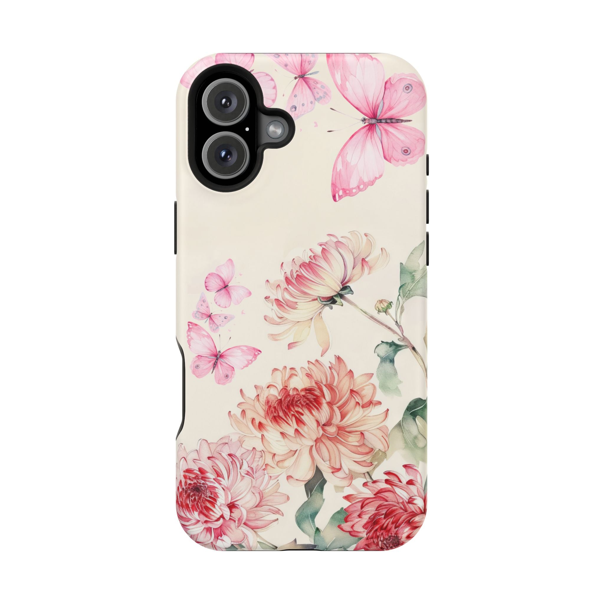 Elegant Floral Pink Butterfly iPhone Case