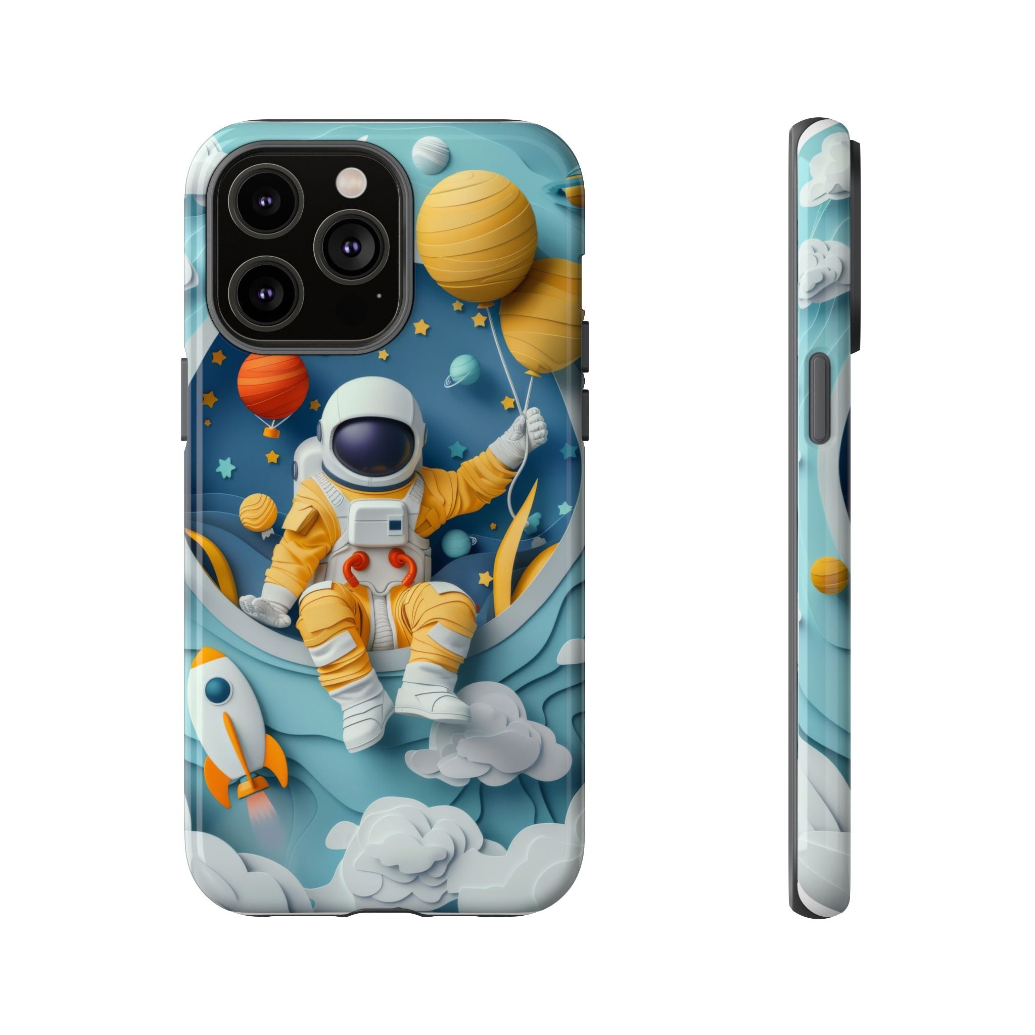 Astronaut Space Phone Case | Cute Retro Rocket & Planets iPhone Cover