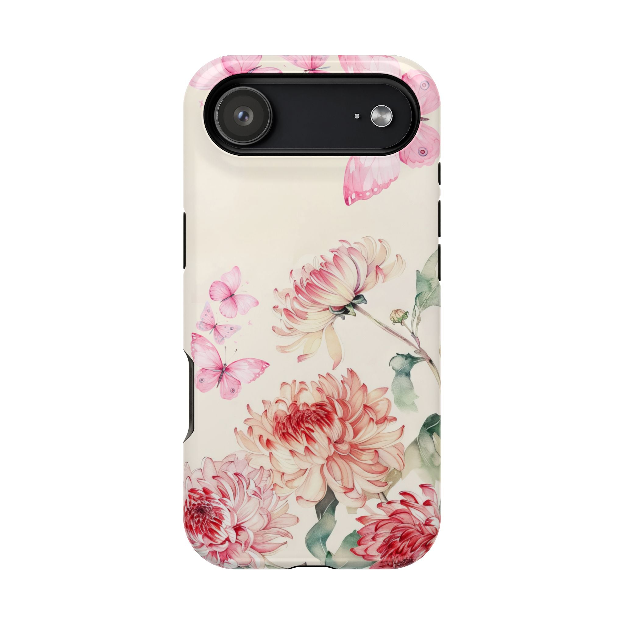 Elegant Floral Pink Butterfly iPhone Case