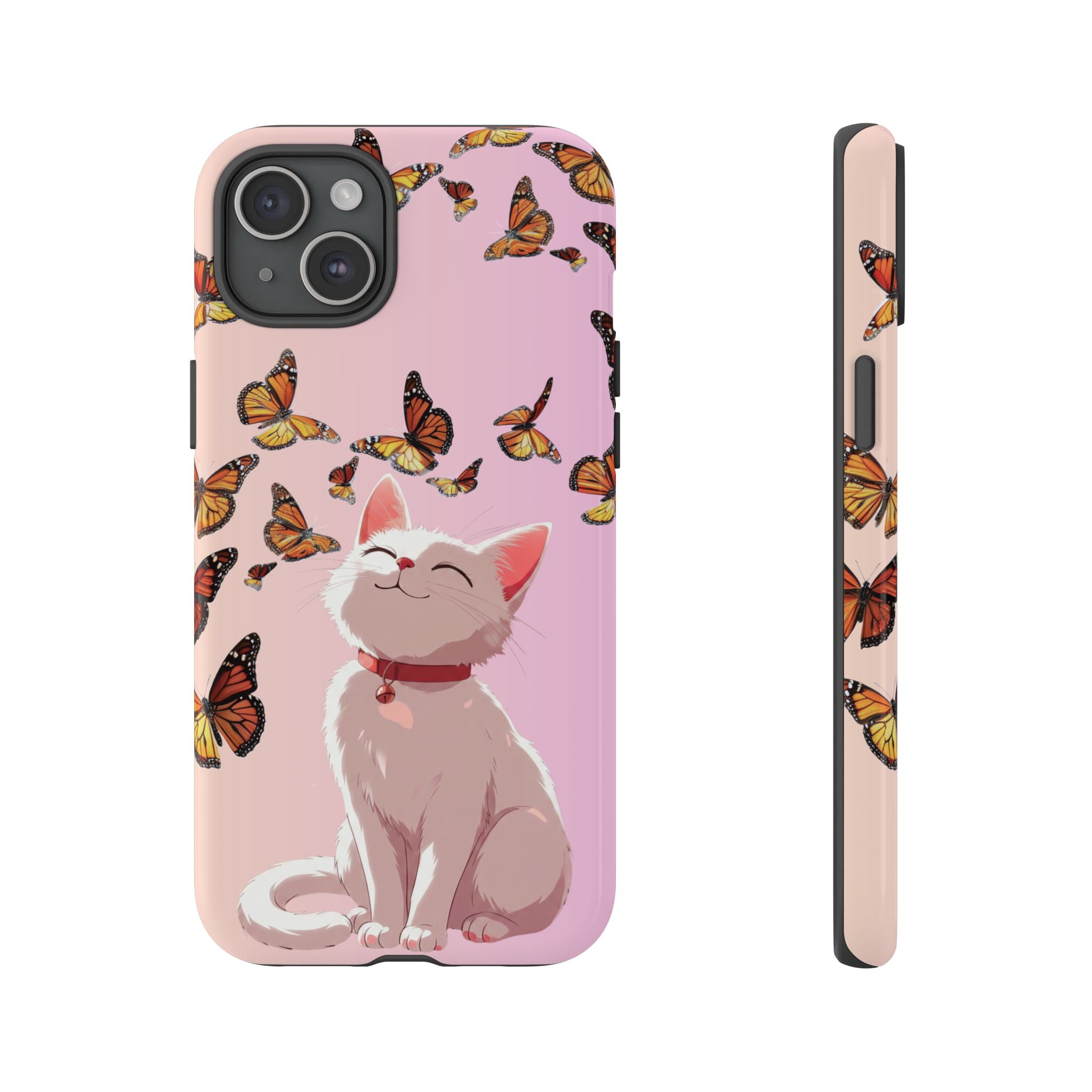 Cute Anime Cat Butterfly iPhone Case | Aesthetic Pink Cover