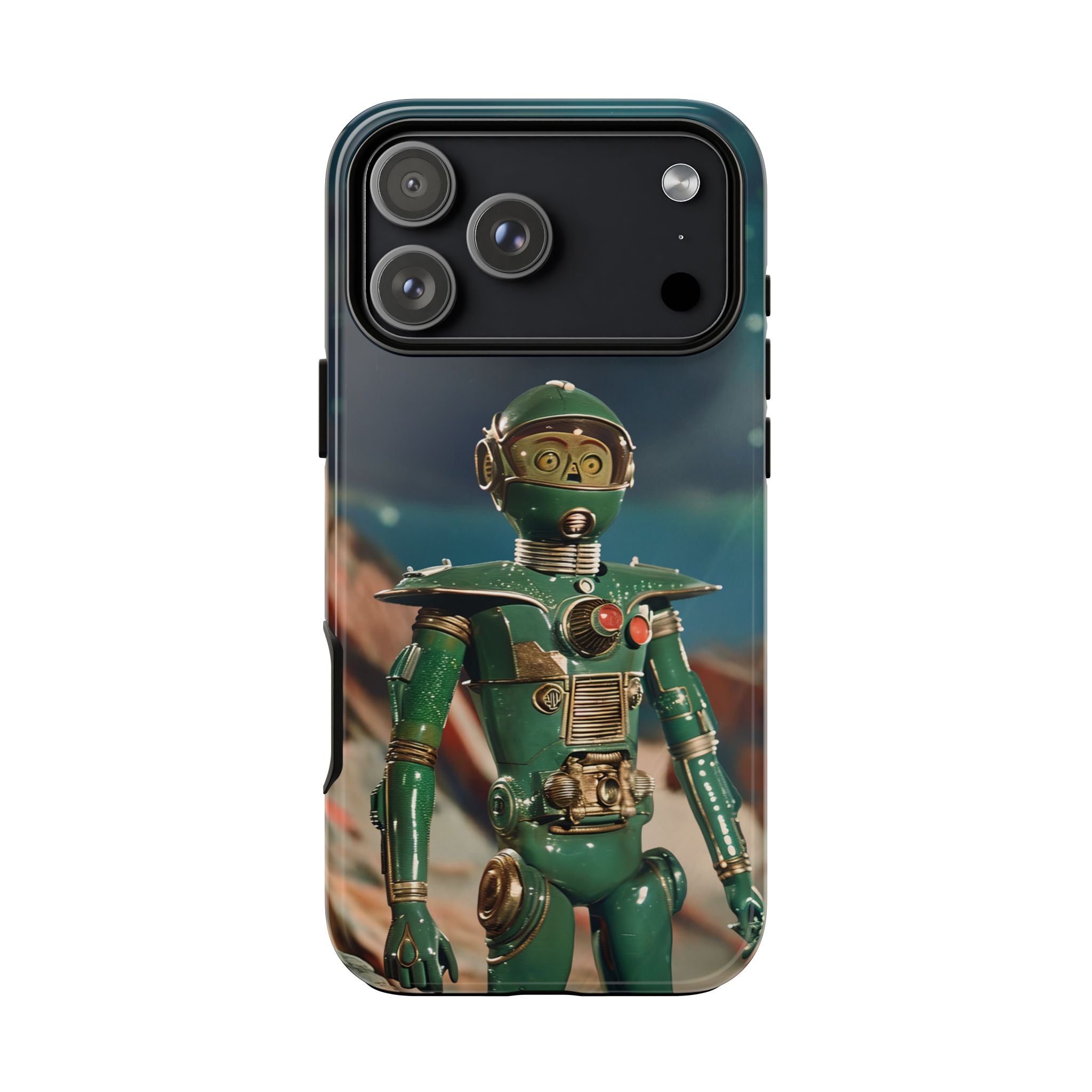 Retro Space Robot iPhone Case | Vintage Sci‑Fi Tough Case
