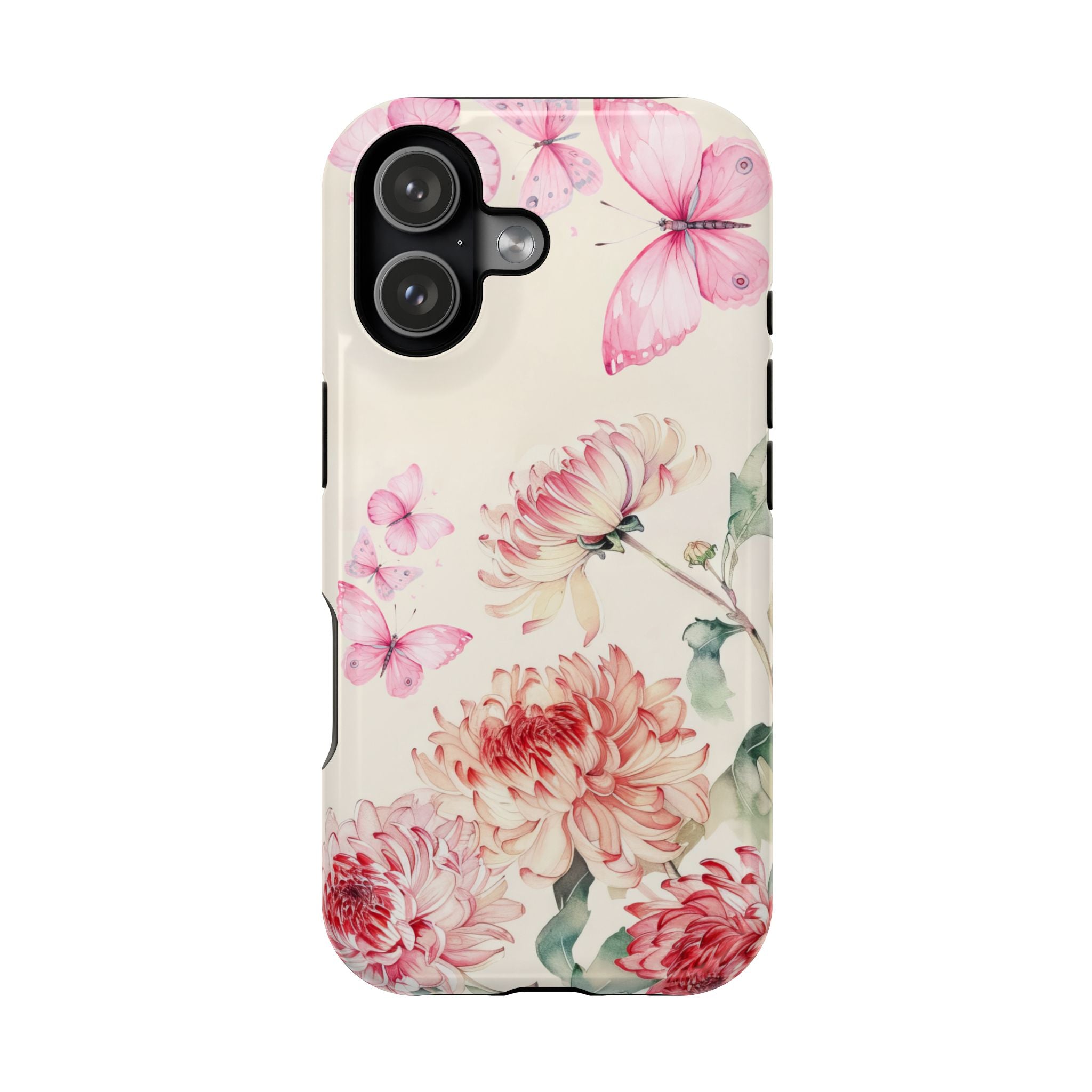 Elegant Floral Pink Butterfly iPhone Case