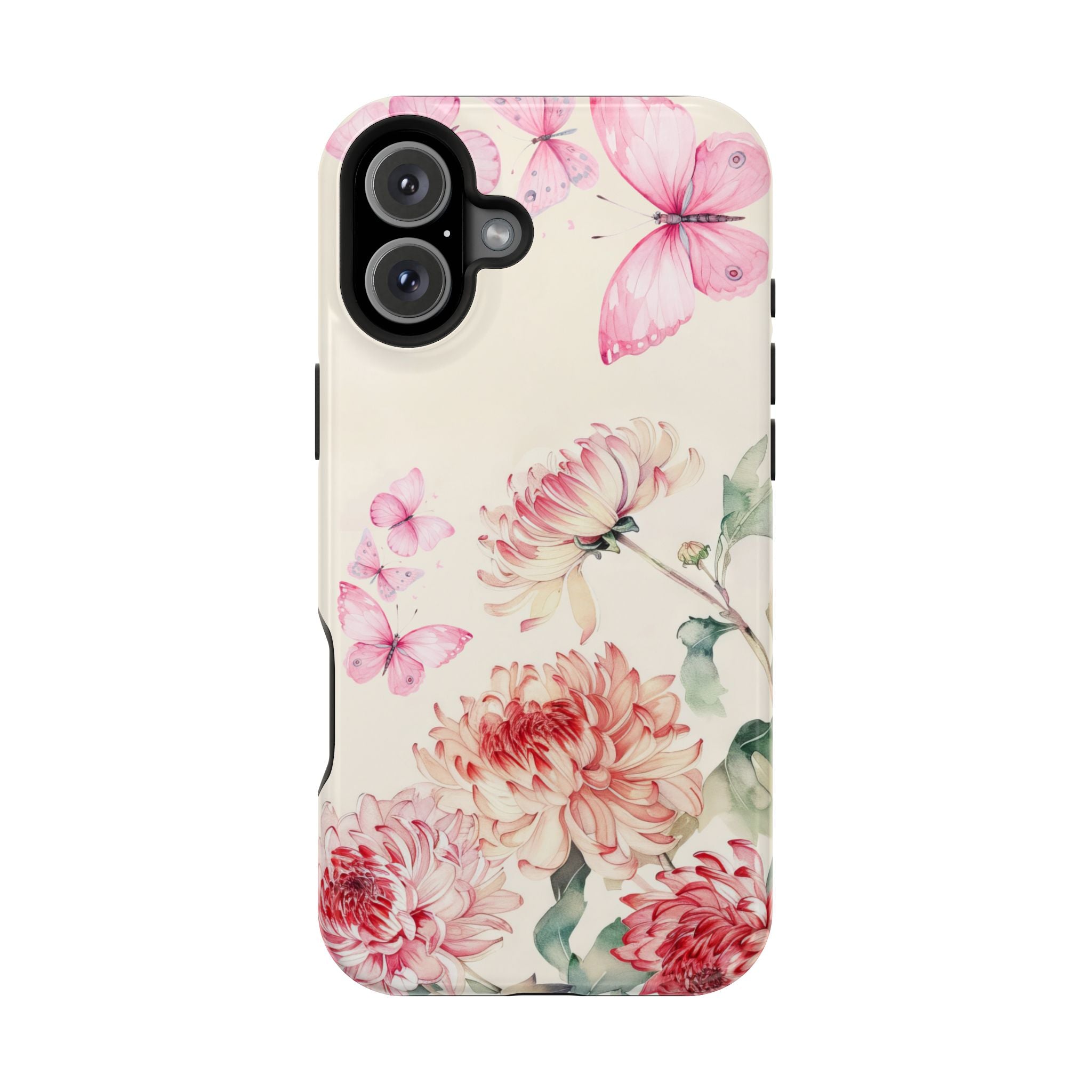 Elegant Floral Pink Butterfly iPhone Case