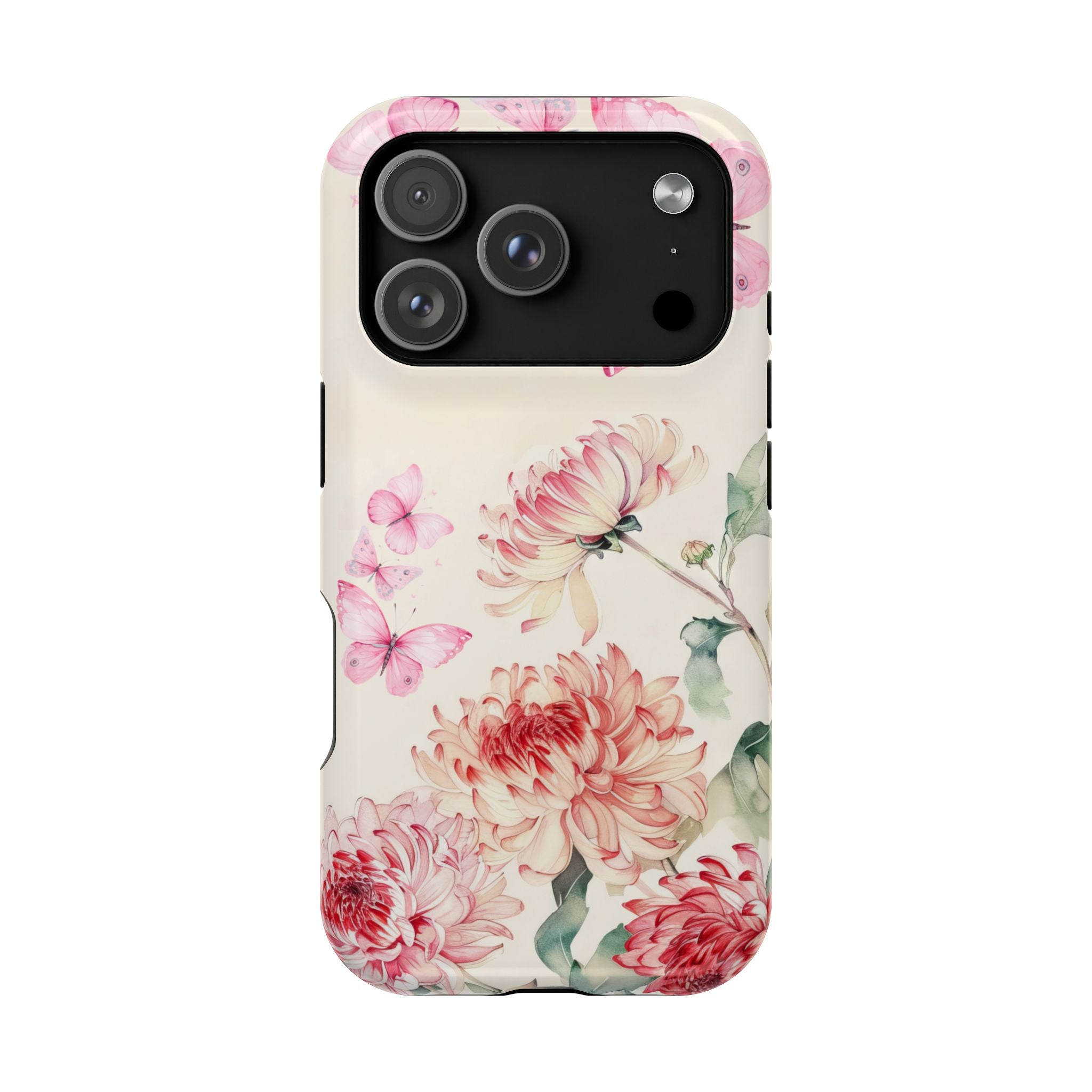 Elegant Floral Pink Butterfly iPhone Case