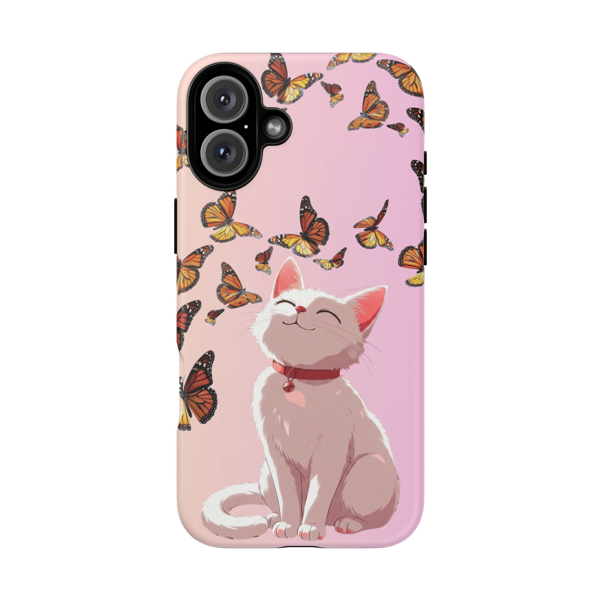 Cute Anime Cat Butterfly iPhone Case | Aesthetic Pink Cover